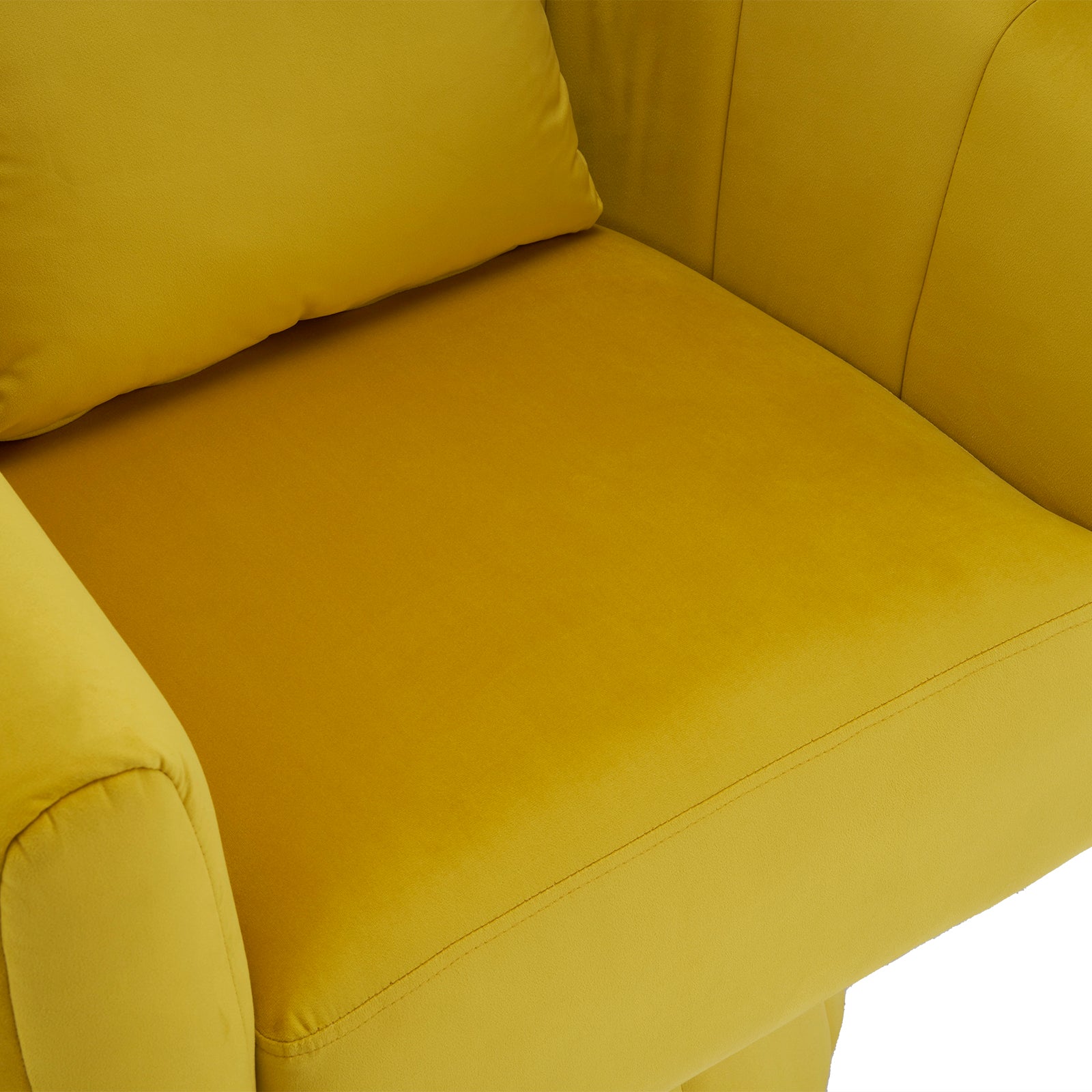 HAOYYE 360° Swivel Accent Chair, Modern Velvet Fabric Armchair, Fluffy Cushioned Comfy Chair, Wide Upholstered Barrel Chair For Living Room, Bedroom, Lounge, Office, Yellow Cozy Velvet Chair