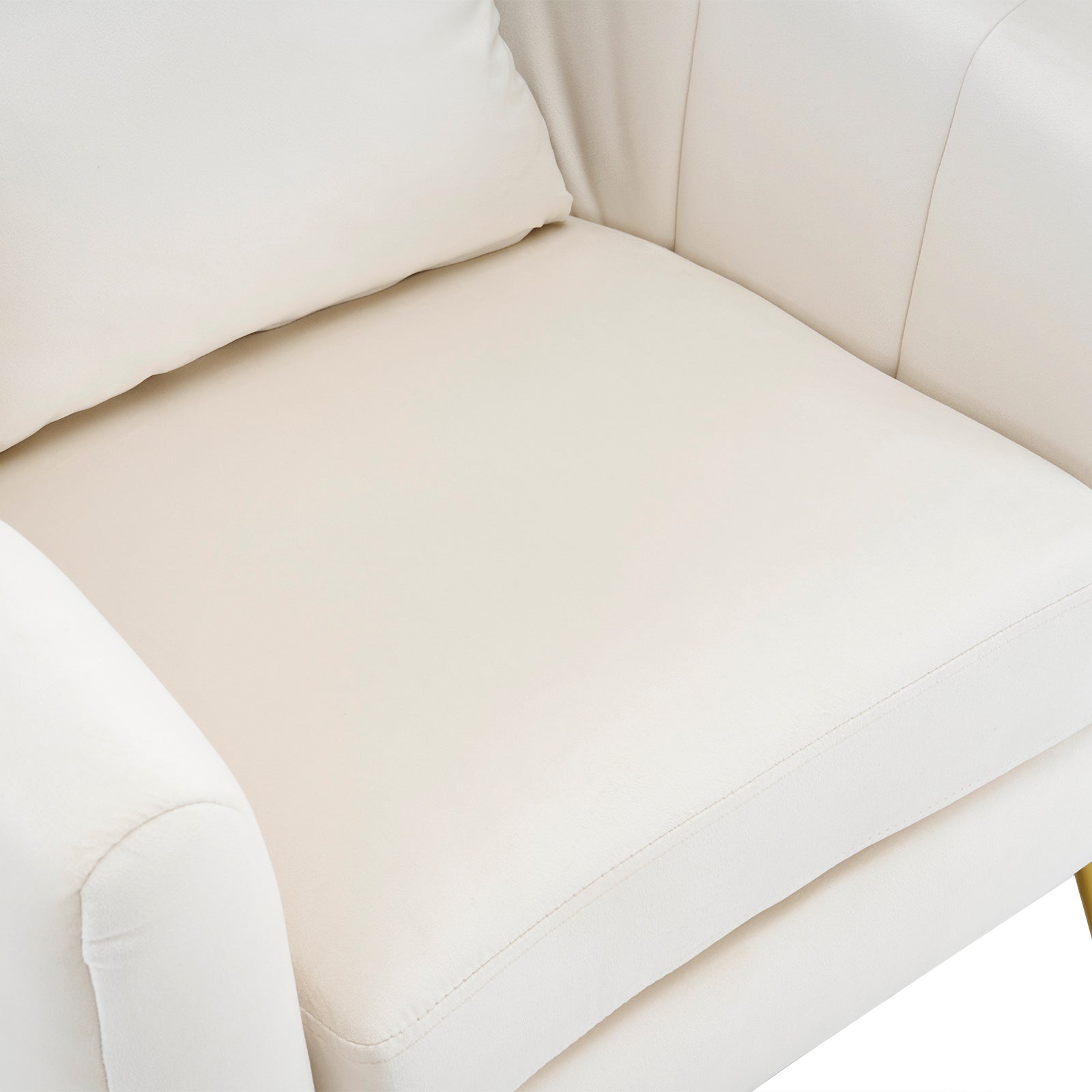 HAOYYE Velvet Accent Chair Set, Barrel Chair with Ottoman, Modern Club Chair, Reading Armchair with Lumbar Pillow, Ideal for Living Room, Bedroom, Study Room, Home Office, Off-White Finish, Soft and Comfortable Upholstery