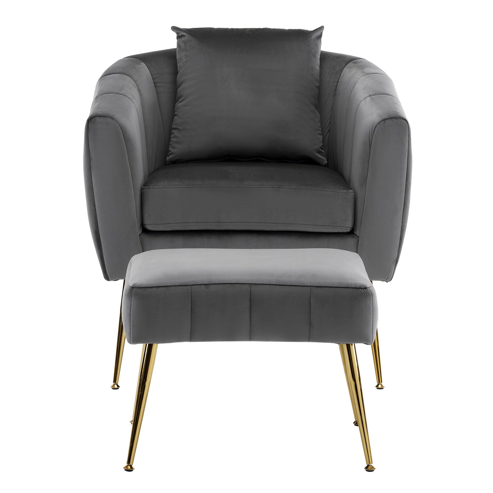 HAOYYE Velvet Accent Chair Set Barrel Chair With Ottoman Modern Club Chair Reading Armchair With Lumbar Pillow For Living Room Bedroom Study Room Home Office