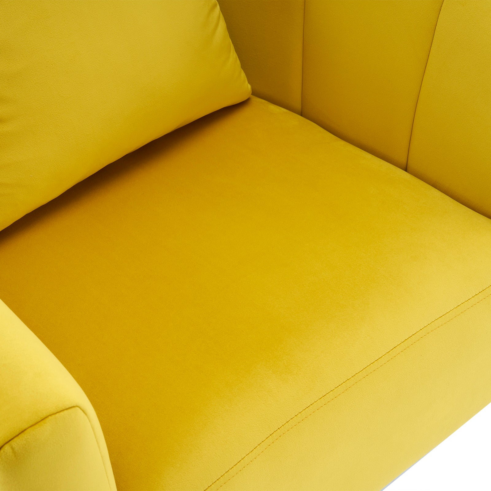 HAOYYE 360° Swivel Accent Chair, Modern Velvet Fabric Armchair, Wide Upholstered Design with Fluffy Cushion and Metal Legs, Comfortable Barrel Chair for Living Room, Lounge, and Office, Yellow Finish, Stylish and Elegant Upholstery