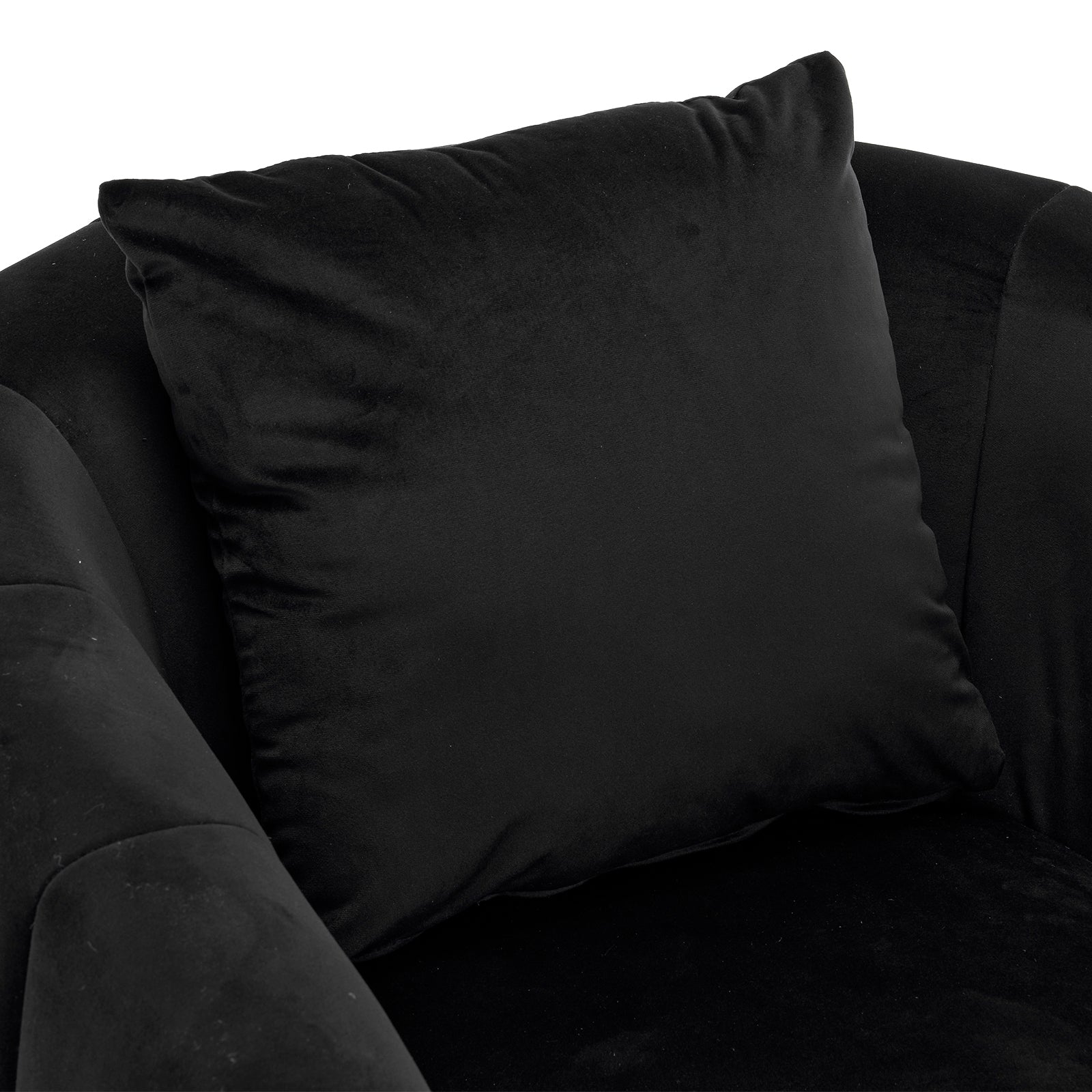HAOYYE 360° Swivel Accent Chair, Modern Velvet Fabric Living Room Armchair with Fluffy Cushions, Comfy Wide Upholstered, Barrel Accent Chairs for Living Room, Bedroom, Lounge, Office Black soft cozy