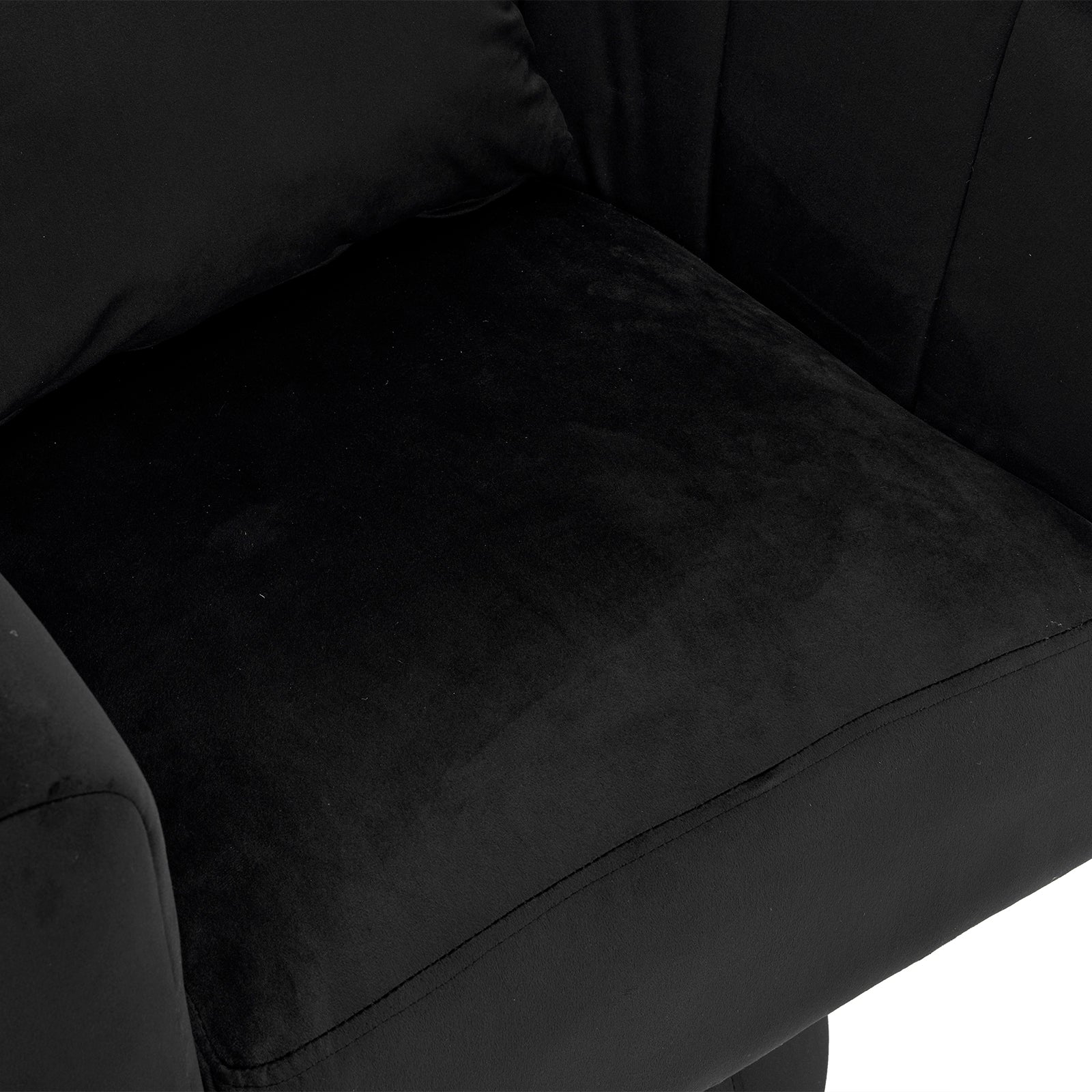 HAOYYE 360° Swivel Accent Chair, Modern Velvet Fabric Living Room Armchair with Fluffy Cushions, Comfy Wide Upholstered, Barrel Accent Chairs for Living Room, Bedroom, Lounge, Office Black soft cozy