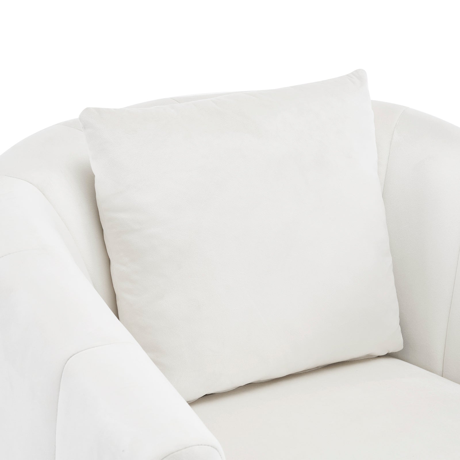 HAOYYE 360° Swivel Accent Chair, Modern Velvet Fabric Armchair with Fluffy Cushions, Wide Upholstered Design for Living Room, Bedroom, Lounge, and Office, Off-White Finish, Comfortable and Stylish Barrel Chair