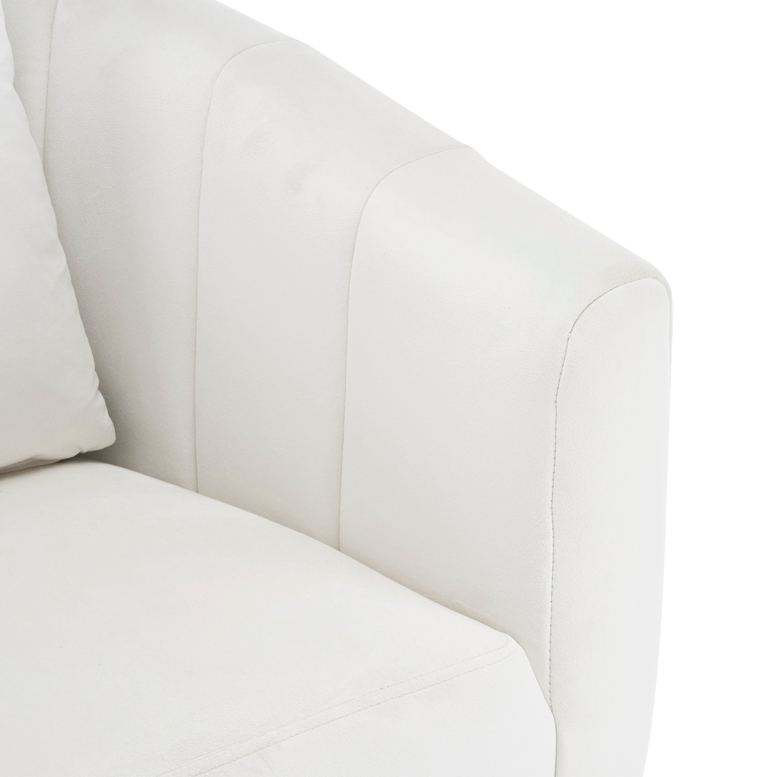 HAOYYE 360° Swivel Accent Chair, Modern Velvet Fabric Armchair with Fluffy Cushions, Wide Upholstered Design for Living Room, Bedroom, Lounge, and Office, Off-White Finish, Comfortable and Stylish Barrel Chair