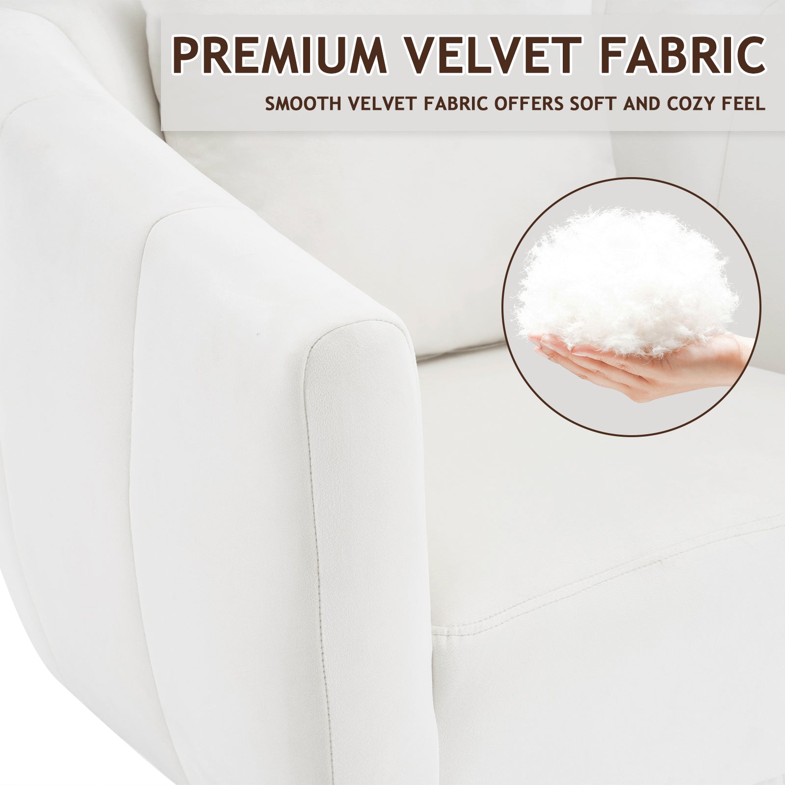 HAOYYE 360° Swivel Accent Chair, Modern Velvet Fabric Armchair with Fluffy Cushions, Wide Upholstered Design for Living Room, Bedroom, Lounge, and Office, Off-White Finish, Comfortable and Stylish Barrel Chair