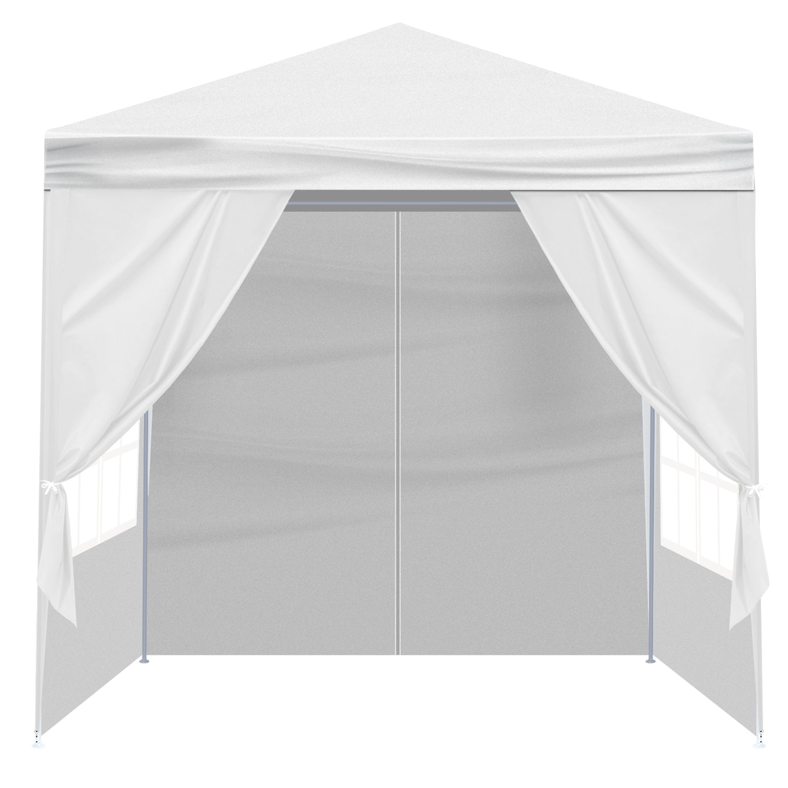 HAOYYE 6.5x6.5FT White Portable Party Tent with 4 Removable Sidewalls Including 2 Doors and 2 Windows Waterproof PE Canopy Shelter with Powder Coated Steel Frame Spiral Tube Connection and Carrying Bag for Patio Market Camping Event Use