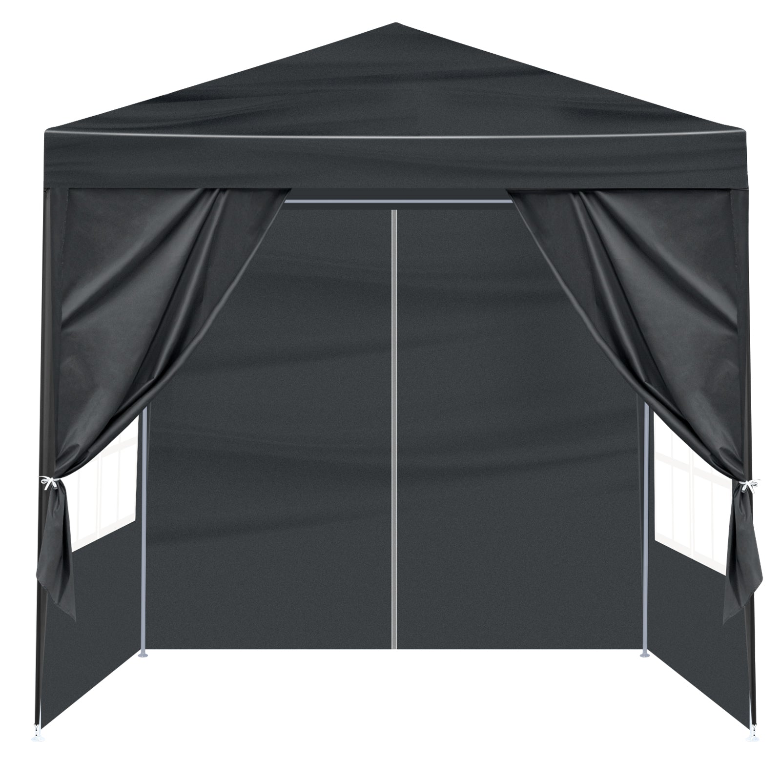 HAOYYE 6.5x6.5FT Portable Outdoor Canopy Tent with 4 Removable Sidewalls Including 2 Doors and 2 Windows Waterproof PE Fabric Gazebo with Powder Coated Steel Frame Spiral Tubes and Carrying Bag for Patio Events Camping Market Use Dark Gray