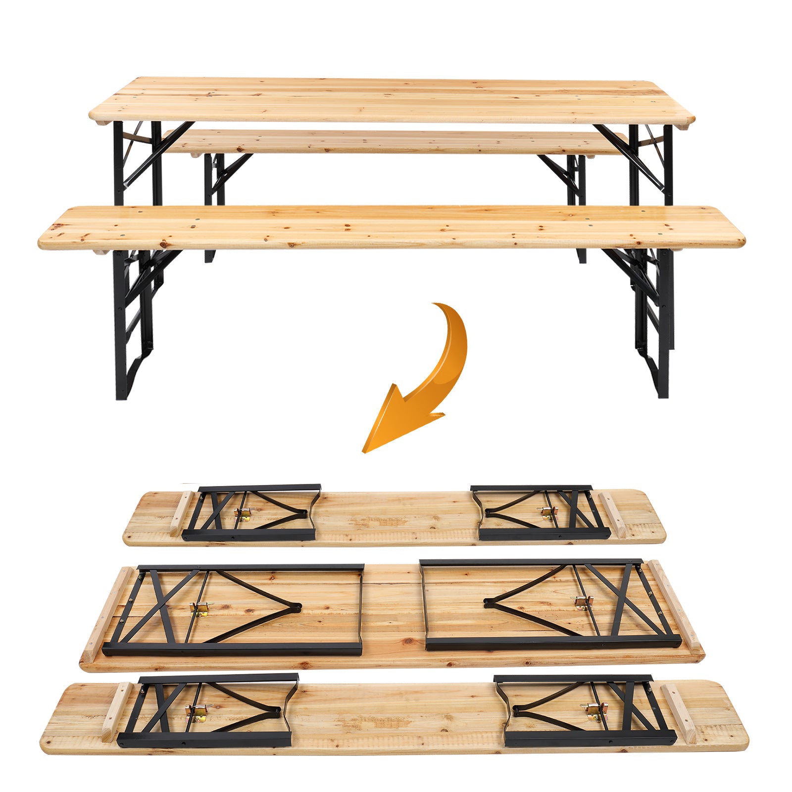 HAOYYE 3-Piece Wood Picnic Combo Set, Sturdy 5.8FT Table and Benches, Durable Outdoor Dining Furniture