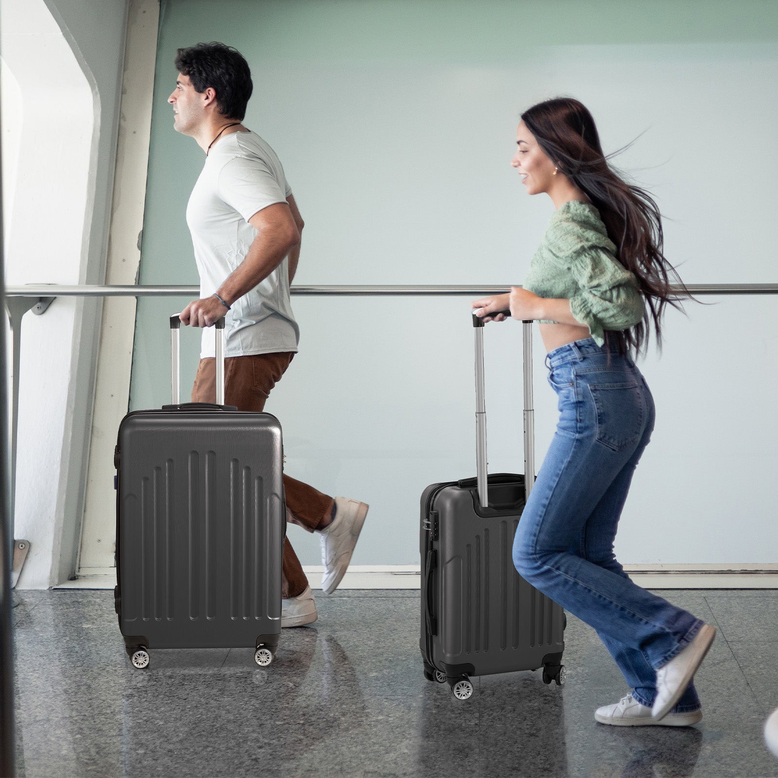 HAOYYE Luggage Set of 3, ABS+PC Hardside Suitcases With TSA Lock, 4 Spinner Wheels, Lightweight Trolley Case for Travel, Business Trips, and Check-In