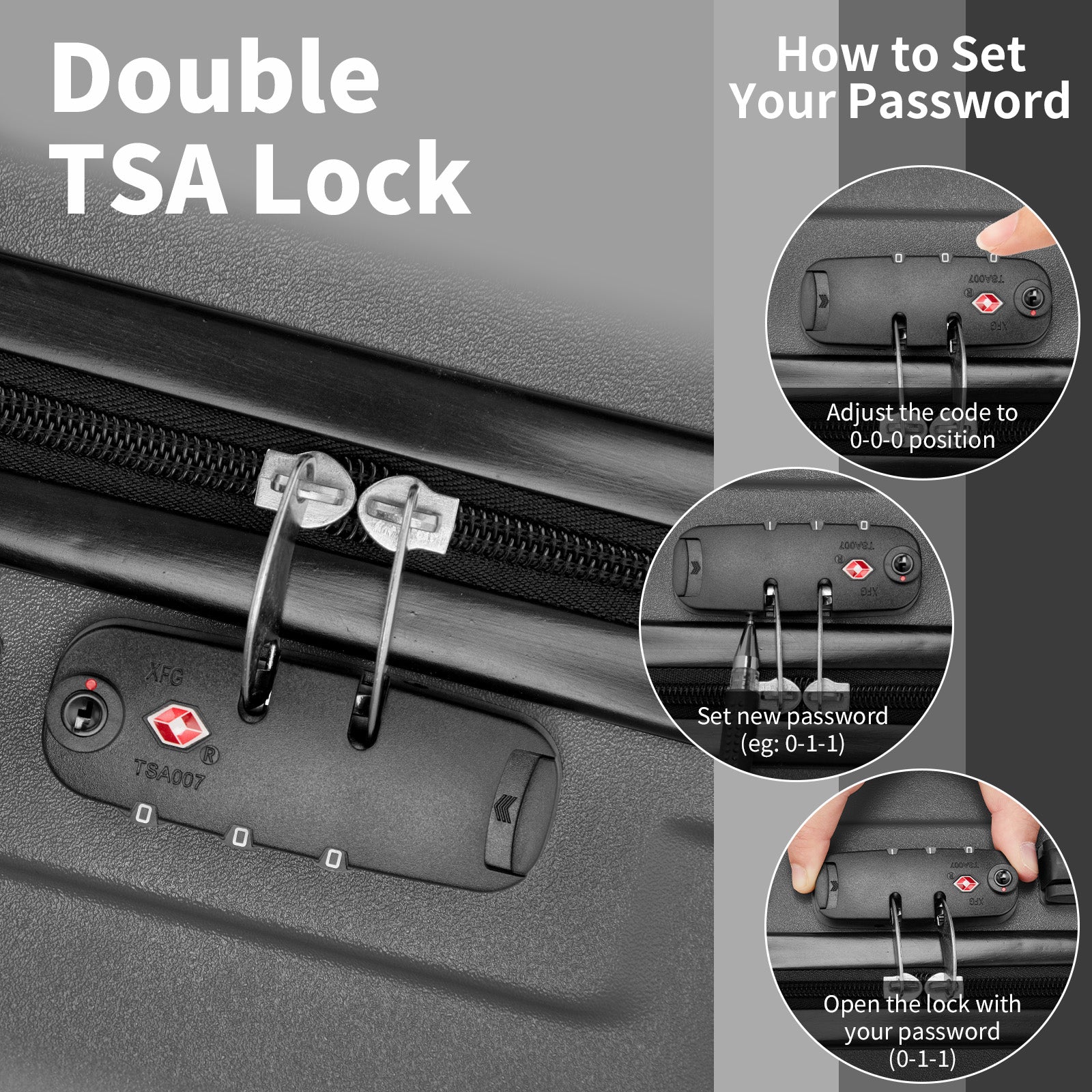 HAOYYE Luggage Set of 3, ABS+PC Hardside Suitcases With TSA Lock, 4 Spinner Wheels, Lightweight Trolley Case for Travel, Business Trips, and Check-In