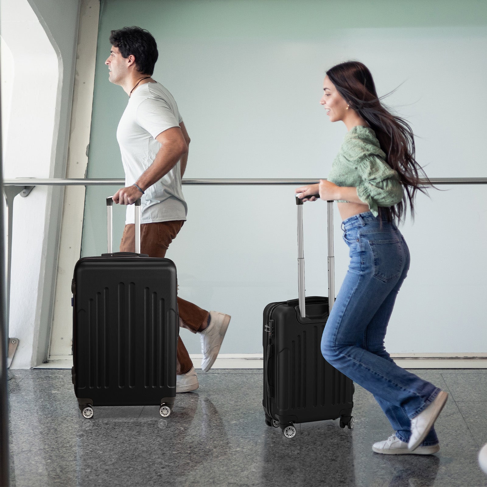 HAOYYE 3-Piece Luggage Set, ABS+PC Hardshell Suitcases With TSA Lock and 4 Spinner Wheels, Lightweight Trolley Travel Case for Carry-On, Check-in, and Business Trips