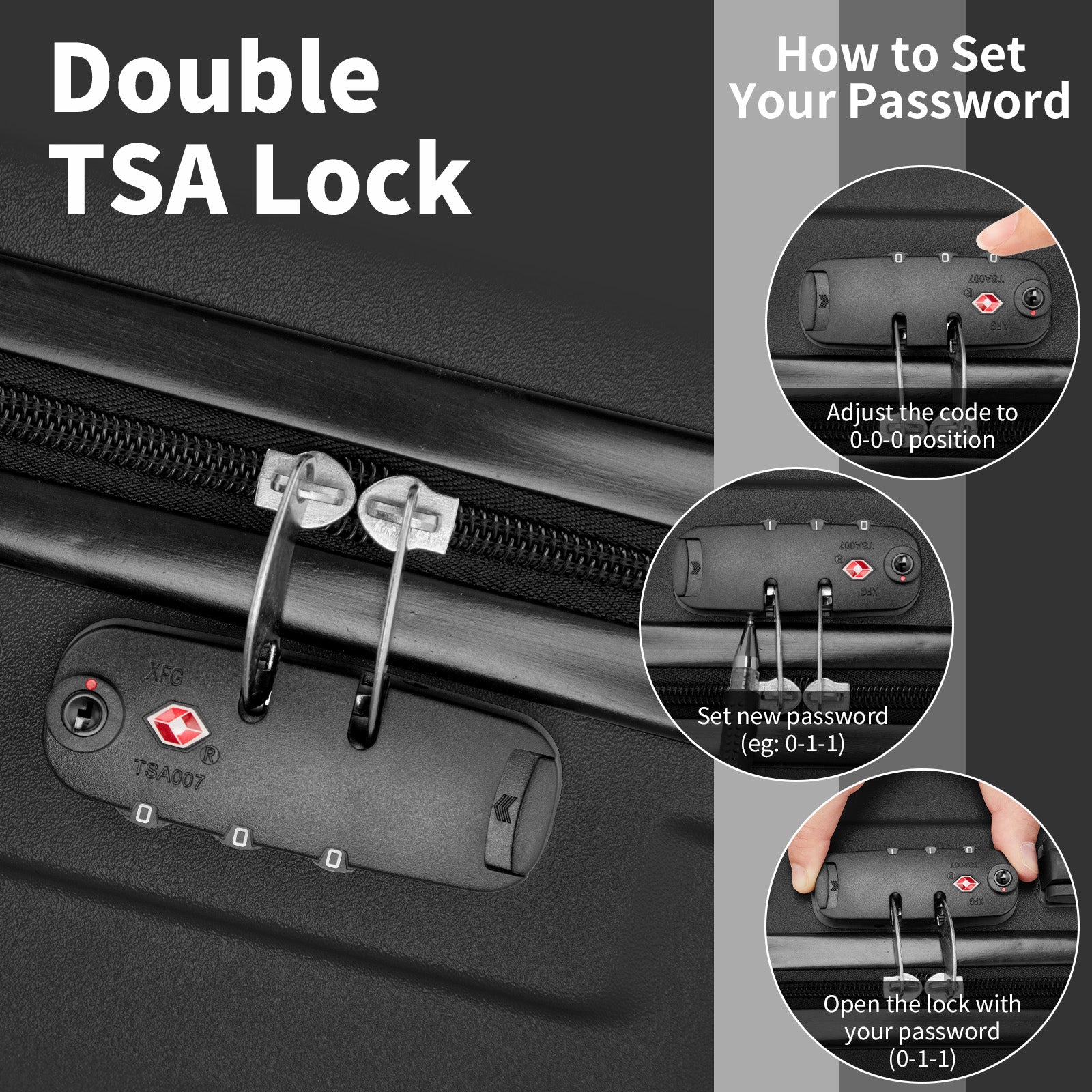 HAOYYE 3-Piece Luggage Set, ABS+PC Hardshell Suitcases With TSA Lock and 4 Spinner Wheels, Lightweight Trolley Travel Case for Carry-On, Check-in, and Business Trips