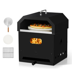 HAOYYE Outdoor Pizza Oven 4 in 1 Wood Fired Dual Layer Detachable BBQ Oven with Pizza Stone Cooking Grill Grate Thermometer and Chimney for Patio Backyard Garden Outdoor Cooking Baking Grilling Roasting Smoker