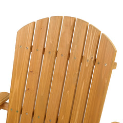 HAOYYE Folding Wooden Adirondack Lounger Chair With Natural Finish, Sturdy and Space-Saving Design, Comfortable Outdoor Patio Seating