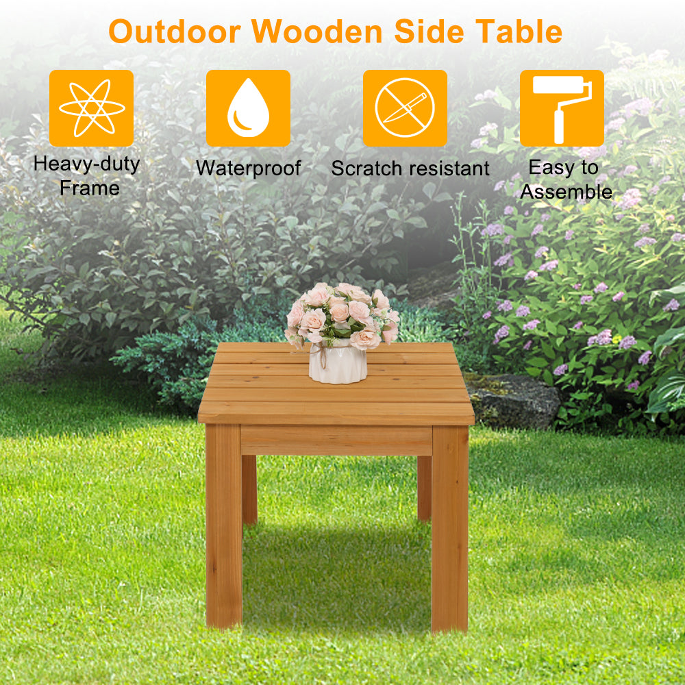HAOYYE Wooden Square Side End Table, Natural Finish, Versatile Indoor Outdoor Patio Coffee Bistro Table