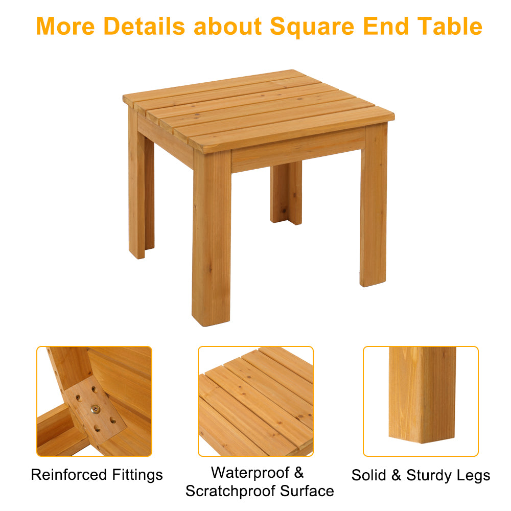 HAOYYE Wooden Square Side End Table, Natural Finish, Versatile Indoor Outdoor Patio Coffee Bistro Table