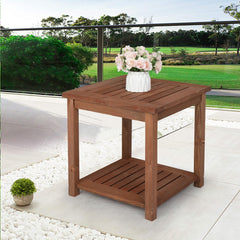 HAOYYE Square Wood Side Table, Carbonized Color Finish, Sturdy Construction, Rustic Accent for Living Rooms, Bedrooms, or Outdoor Spaces