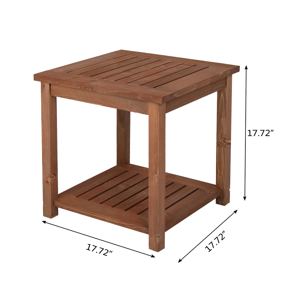 HAOYYE Square Wood Side Table, Carbonized Color Finish, Sturdy Construction, Rustic Accent for Living Rooms, Bedrooms, or Outdoor Spaces