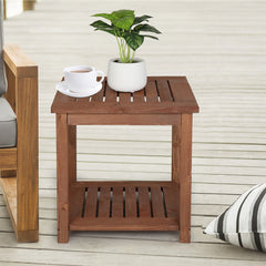 HAOYYE Square Wood Side Table, Carbonized Color Finish, Sturdy Construction, Rustic Accent for Living Rooms, Bedrooms, or Outdoor Spaces
