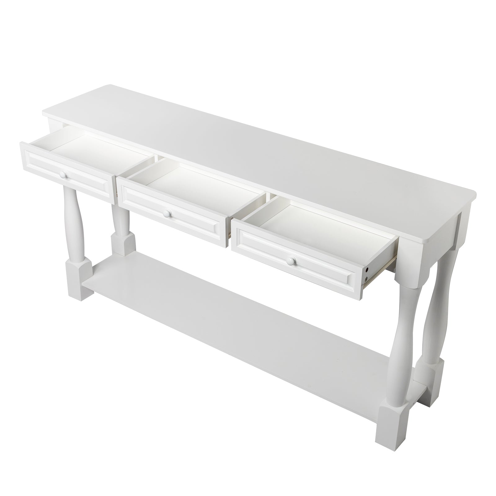 HAOYYE Console Table For Entryway Wood Sofa Table With Storage Drawers And Bottom Shelf For Hallway Living Room