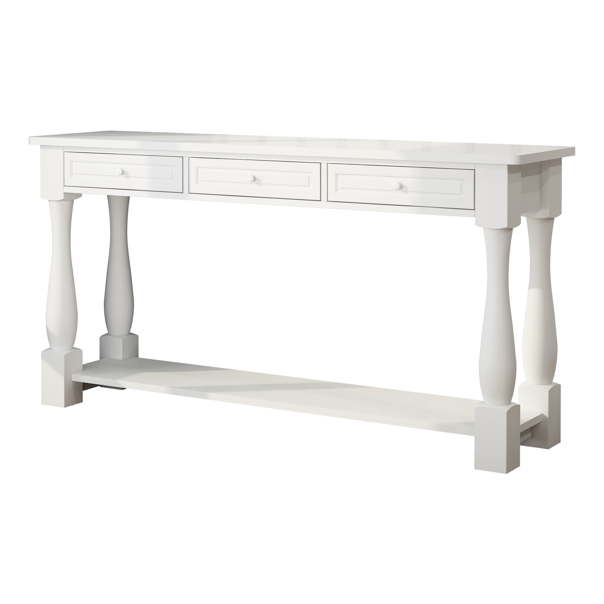 HAOYYE Console Table For Entryway Wood Sofa Table With Storage Drawers And Bottom Shelf For Hallway Living Room
