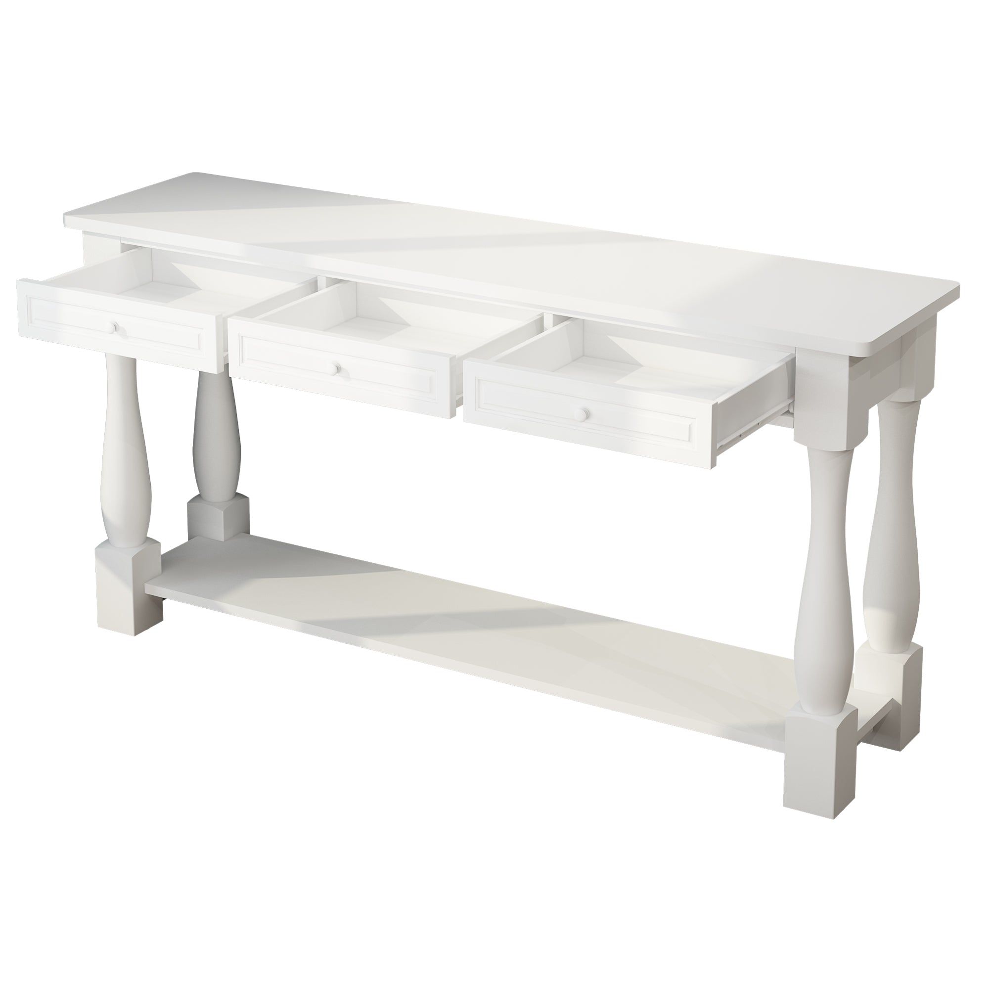 HAOYYE Console Table For Entryway Wood Sofa Table With Storage Drawers And Bottom Shelf For Hallway Living Room