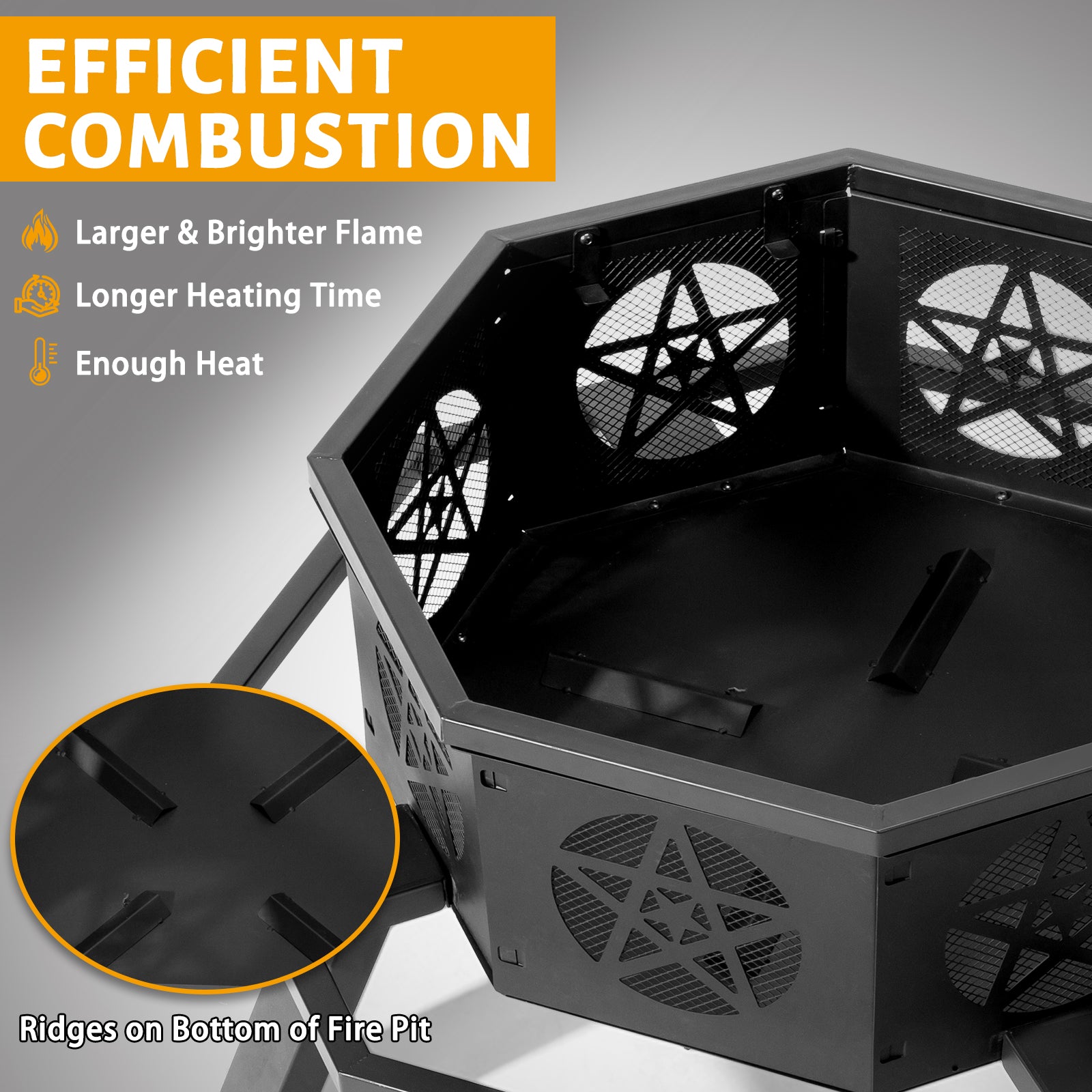 HAOYYE Outdoor Wood Burning Fire Pit with Spark Screen and Poker, Round Steel Backyard Bonfire Pit Bowl for Patio Garden Camping Deck Party Heating Decoration, Durable Weather-Resistant Design