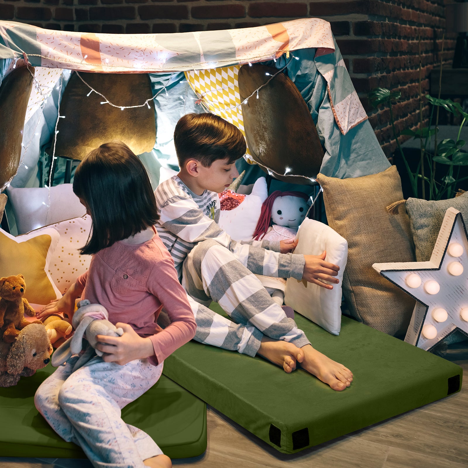 HAOYYE Green Sleeping Mat for Camping 75 x 30 x 2.5 Inch Portable Memory Foam Camping Mattress Pad with Carry Bag Waterproof Non Slip Floor Bed for Tent Travel Hiking Car Guest Room Indoor Outdoor Use
