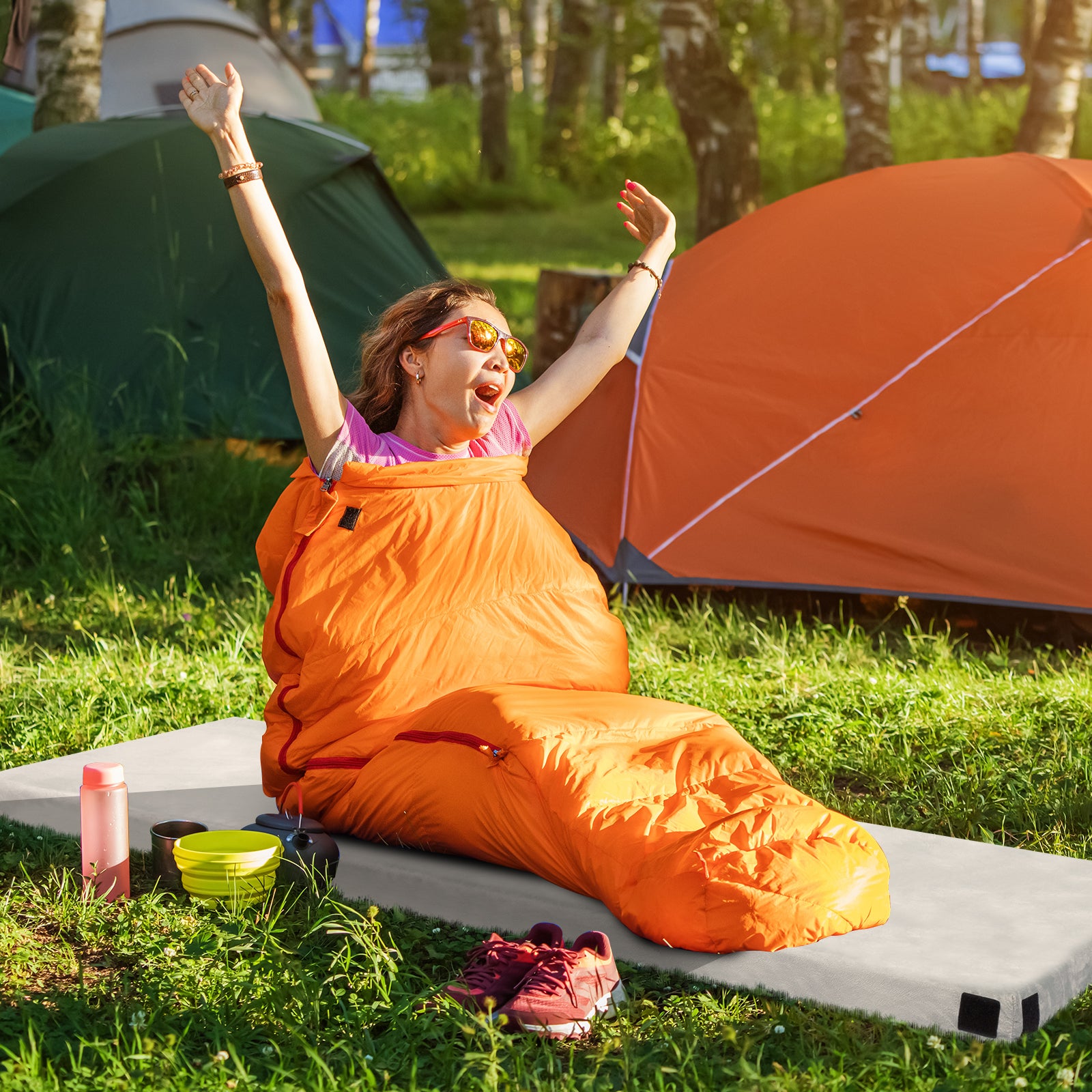 HAOYYE Sleeping Mat for Camping Grey Lightweight Portable Foam Pad for Tent Hiking Travel Outdoor Sleeping Waterproof Roll Up Mattress for Backpacking Car Camping Picnic Floor Rest