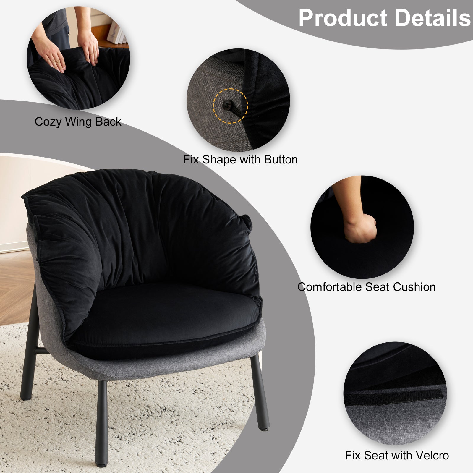HAOYYE Velvet Accent Chair Barrel Chair With Durable Metal Legs For Modern Living Room, Bedroom, Study Room And Home Office Comfort, Elegant Plush Upholstered Armchair For Reading And Relaxation, Stylish Contemporary Furniture For Sophisticated Spaces