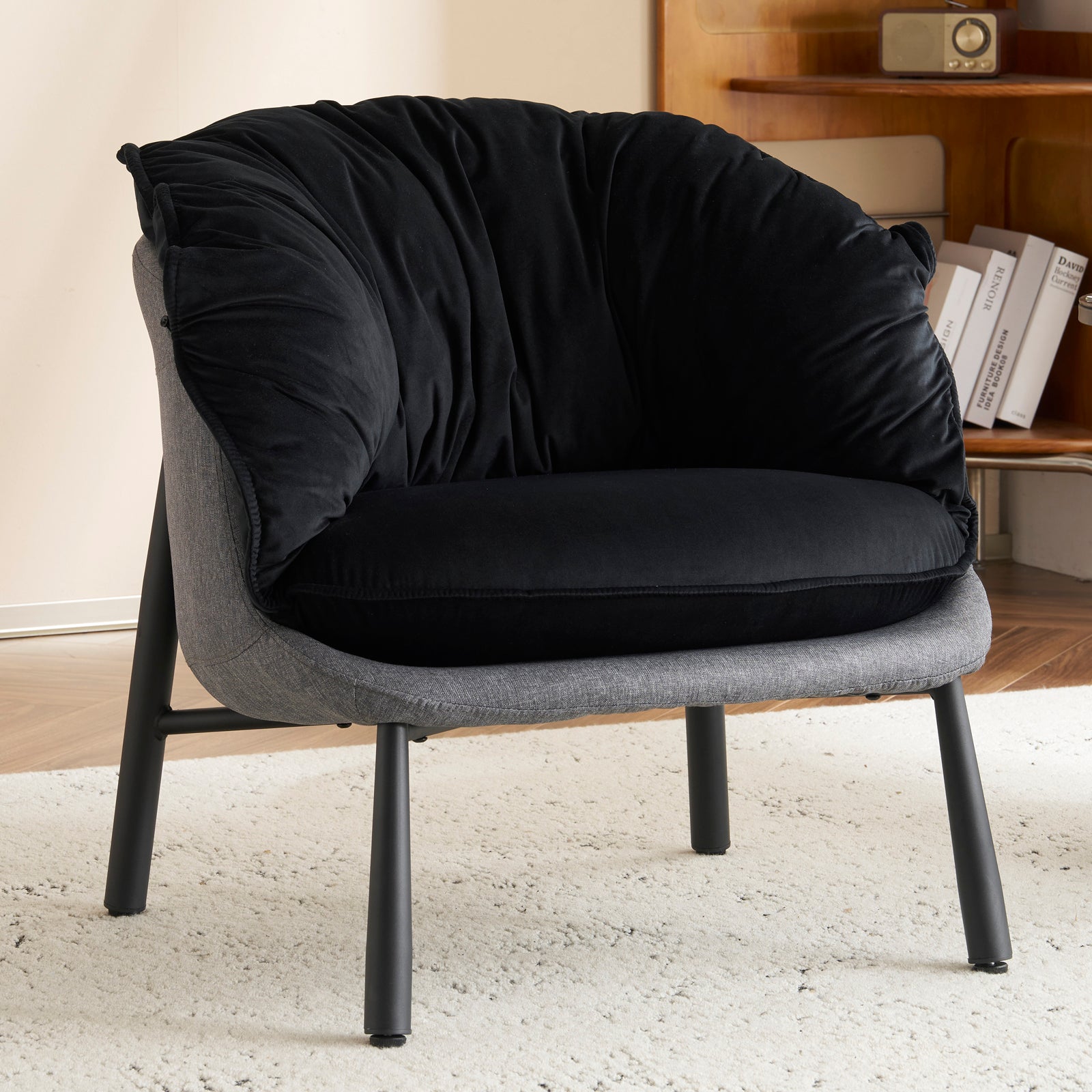 HAOYYE Velvet Accent Chair Barrel Chair With Durable Metal Legs For Modern Living Room, Bedroom, Study Room And Home Office Comfort, Elegant Plush Upholstered Armchair For Reading And Relaxation, Stylish Contemporary Furniture For Sophisticated Spaces