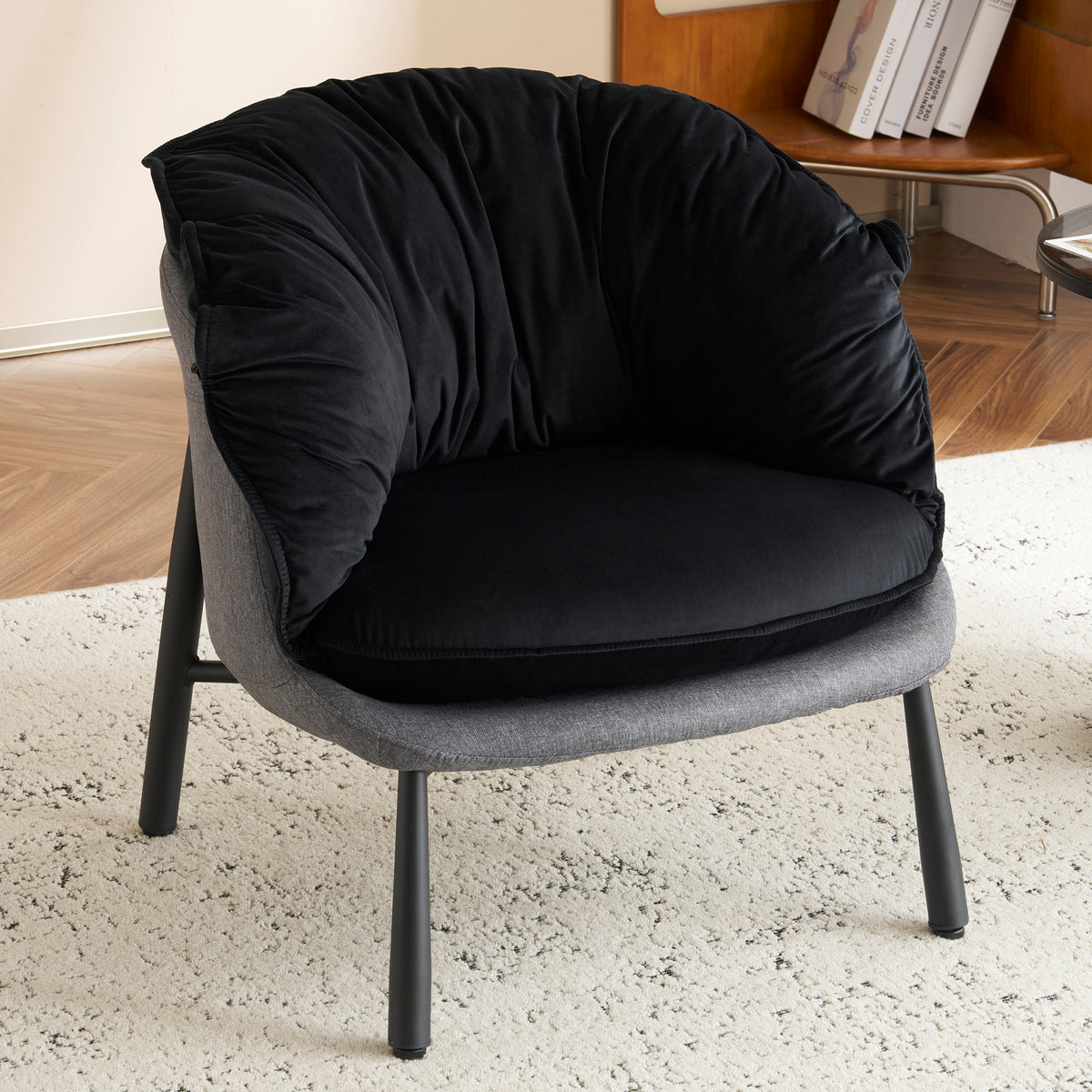 HAOYYE Velvet Accent Chair Barrel Chair With Durable Metal Legs For Modern Living Room, Bedroom, Study Room And Home Office Comfort, Elegant Plush Upholstered Armchair For Reading And Relaxation, Stylish Contemporary Furniture For Sophisticated Spaces