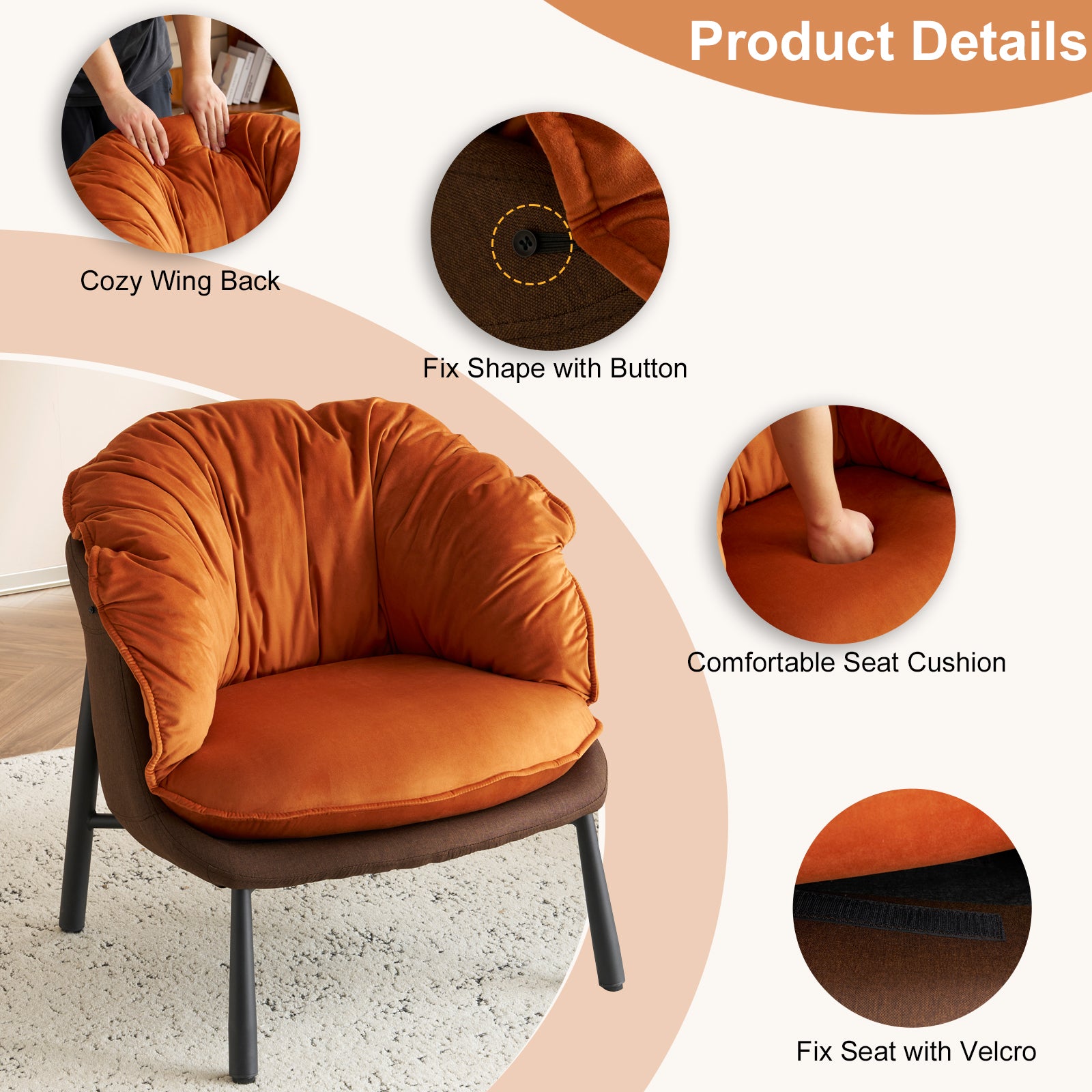 HAOYYE Velvet Accent Chair Barrel Chair With Durable Metal Legs For Modern Living Room, Bedroom, Study Room And Home Office Comfort, Elegant Plush Upholstered Armchair For Reading And Relaxation, Stylish Contemporary Furniture For Sophisticated Spaces