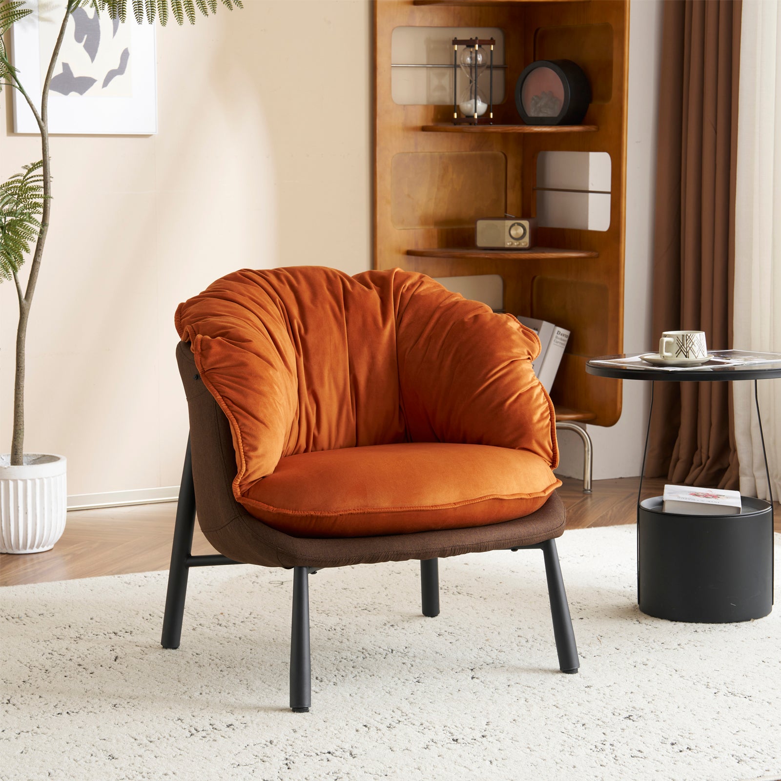 HAOYYE Velvet Accent Chair Barrel Chair With Durable Metal Legs For Modern Living Room, Bedroom, Study Room And Home Office Comfort, Elegant Plush Upholstered Armchair For Reading And Relaxation, Stylish Contemporary Furniture For Sophisticated Spaces