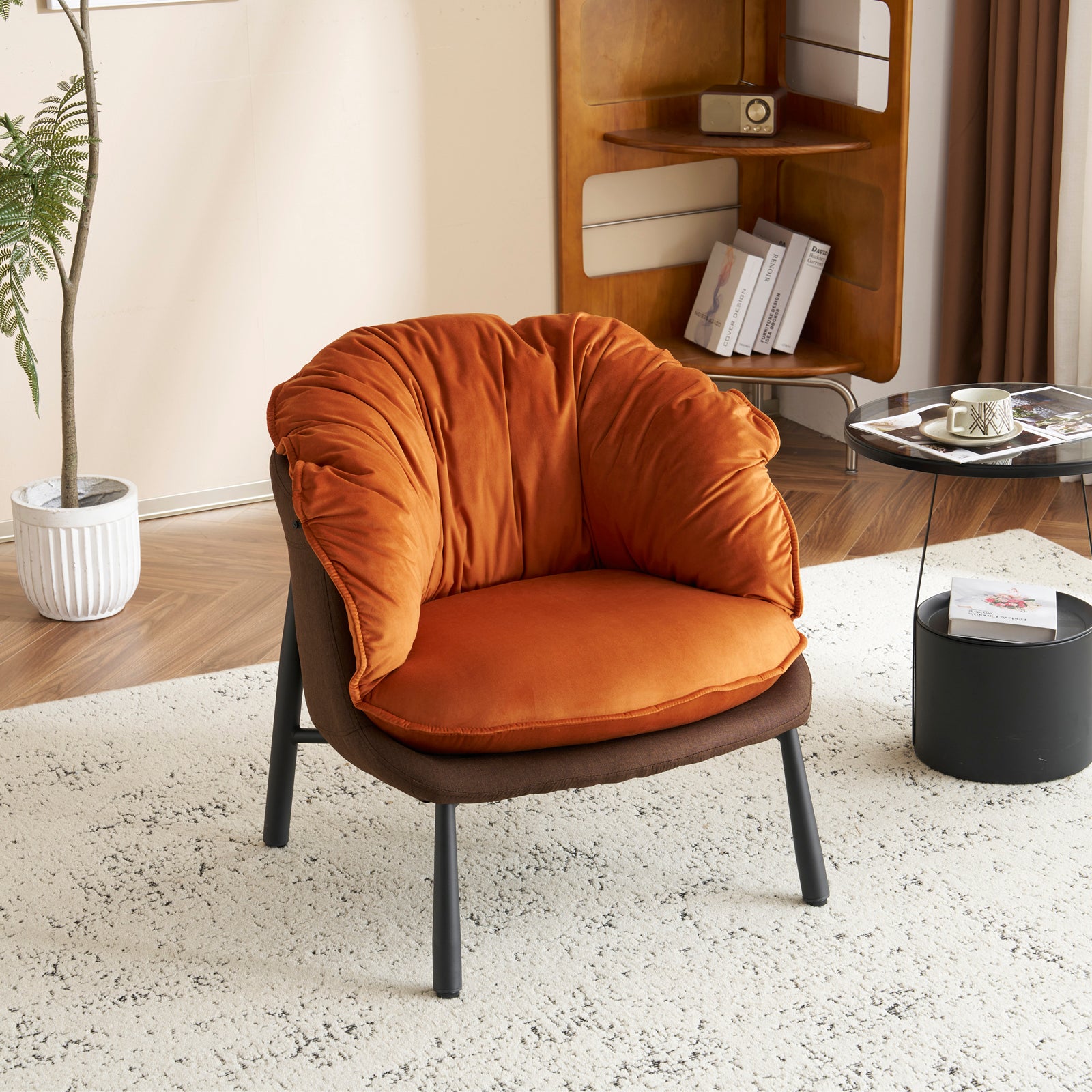 HAOYYE Velvet Accent Chair Barrel Chair With Durable Metal Legs For Modern Living Room, Bedroom, Study Room And Home Office Comfort, Elegant Plush Upholstered Armchair For Reading And Relaxation, Stylish Contemporary Furniture For Sophisticated Spaces