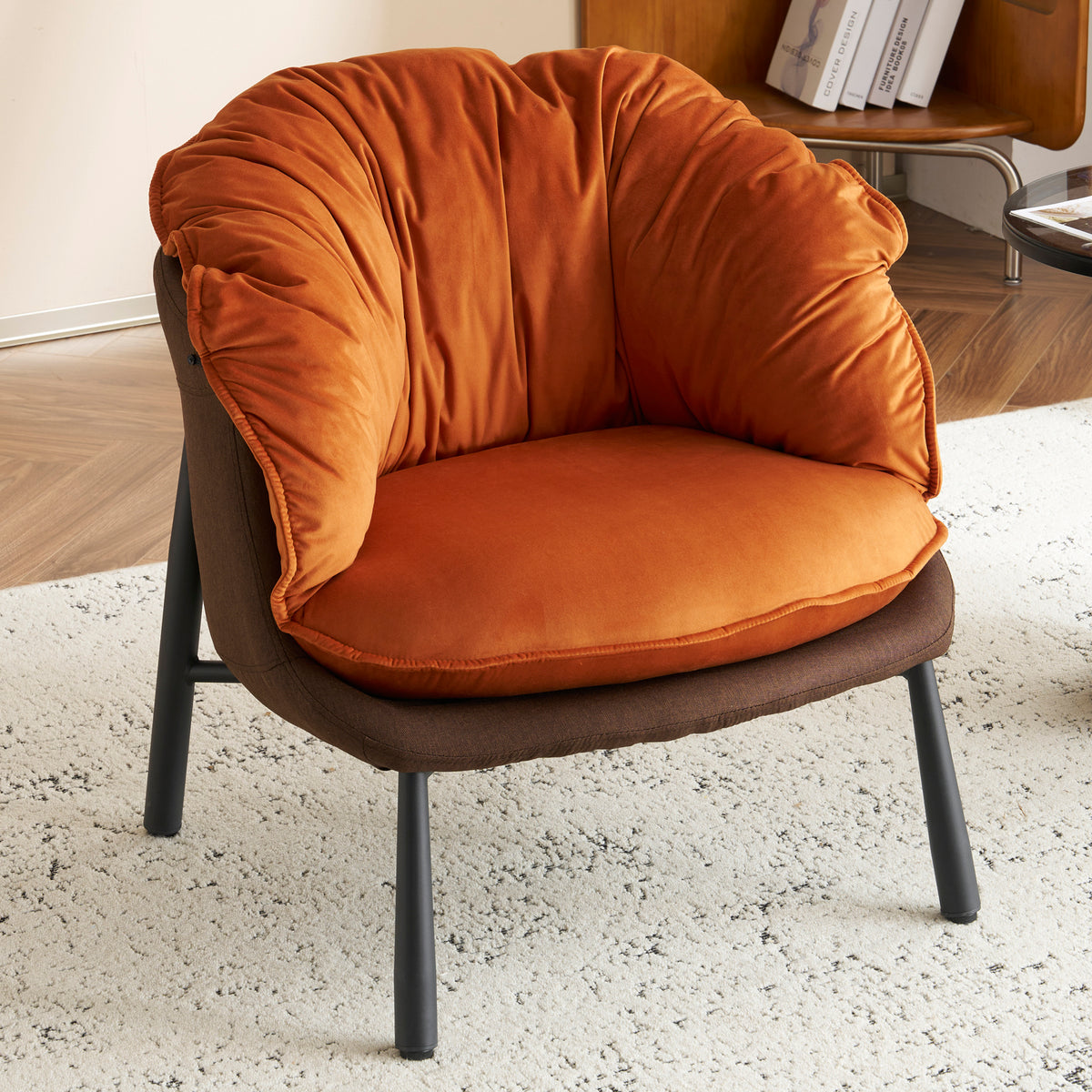 HAOYYE Velvet Accent Chair Barrel Chair With Durable Metal Legs For Modern Living Room, Bedroom, Study Room And Home Office Comfort, Elegant Plush Upholstered Armchair For Reading And Relaxation, Stylish Contemporary Furniture For Sophisticated Spaces