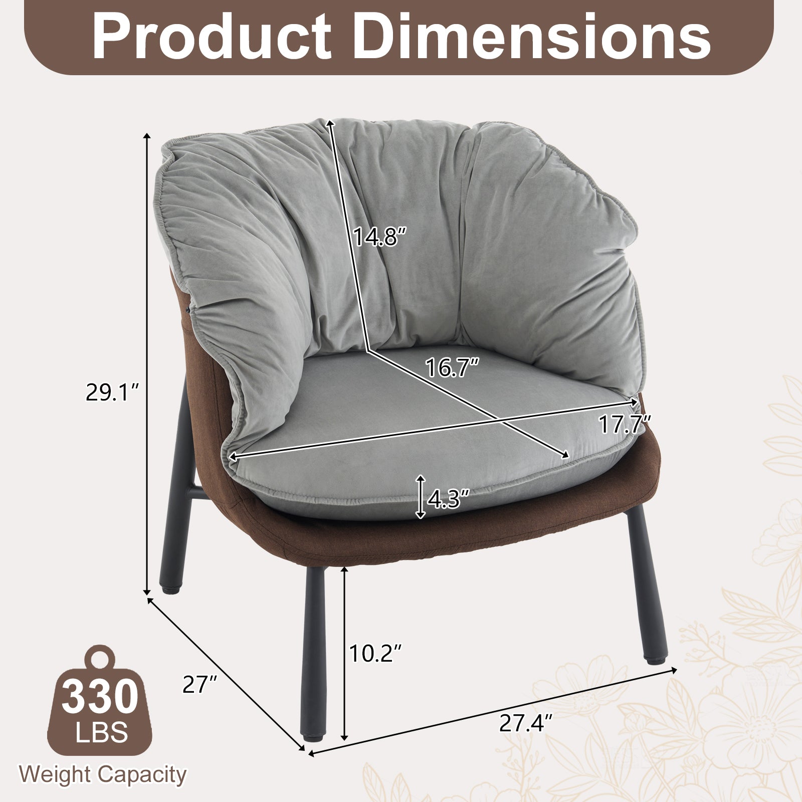 HAOYYE Velvet Accent Barrel Chair with Metal Legs, Modern Comfortable Armchair for Living Room Bedroom Study and Home Office, Stylish Upholstered Reading Chair, Soft Gray Finish