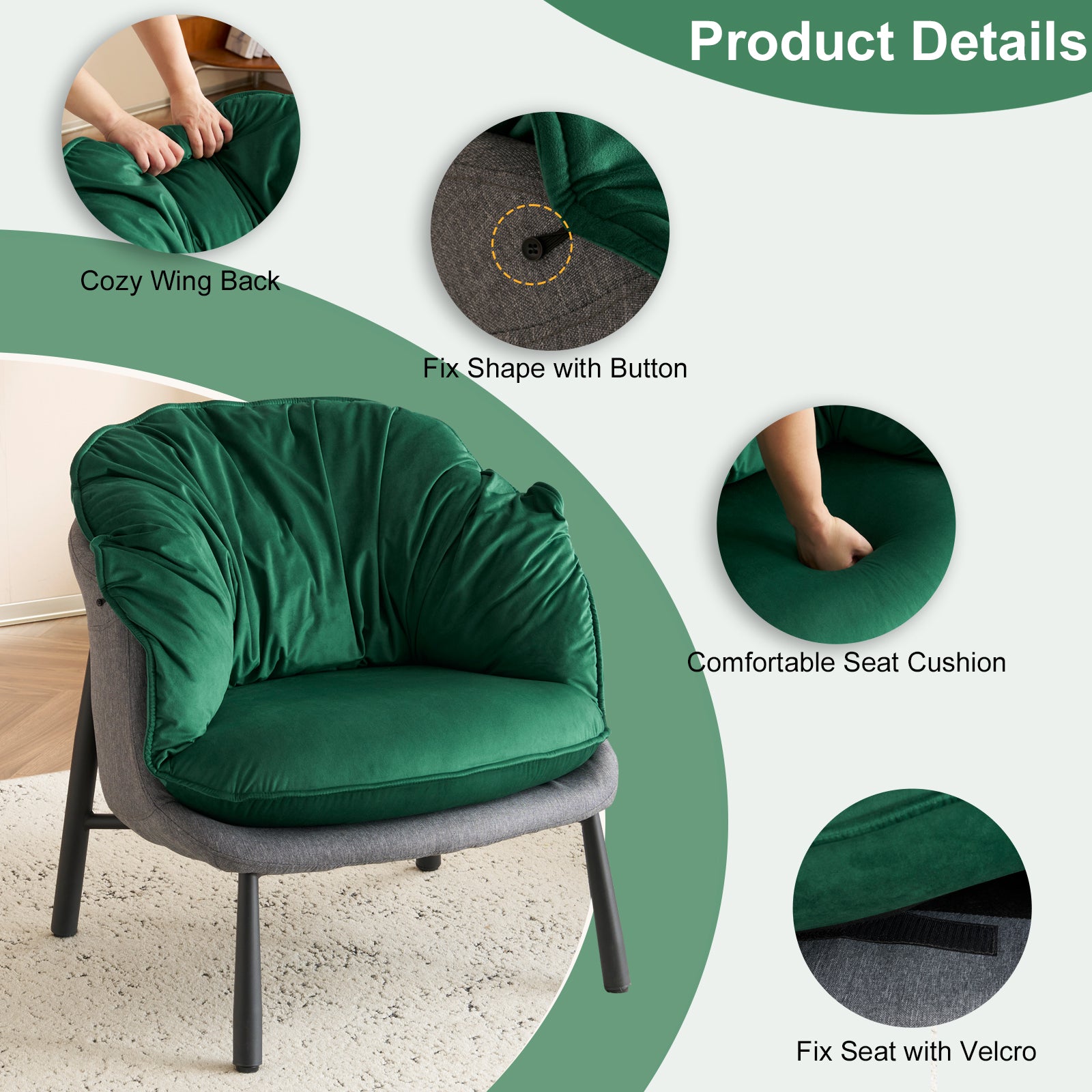Haoyye Velvet Accent Barrel Chair with Plush Upholstery and Metal Legs, Modern Upholstered Armchair for Living Room, Bedroom, Study or Home Office, Comfortable and Stylish Seating for Reading, Relaxation, or Sophisticated Contemporary Interiors