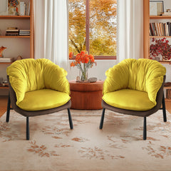 HAOYYE Velvet Accent Chair Barrel Chair With Durable Metal Legs For Modern Living Room, Bedroom, Study Room And Home Office Comfort, Elegant Plush Upholstered Armchair For Reading And Relaxation, Stylish Contemporary Furniture For Sophisticated Spaces
