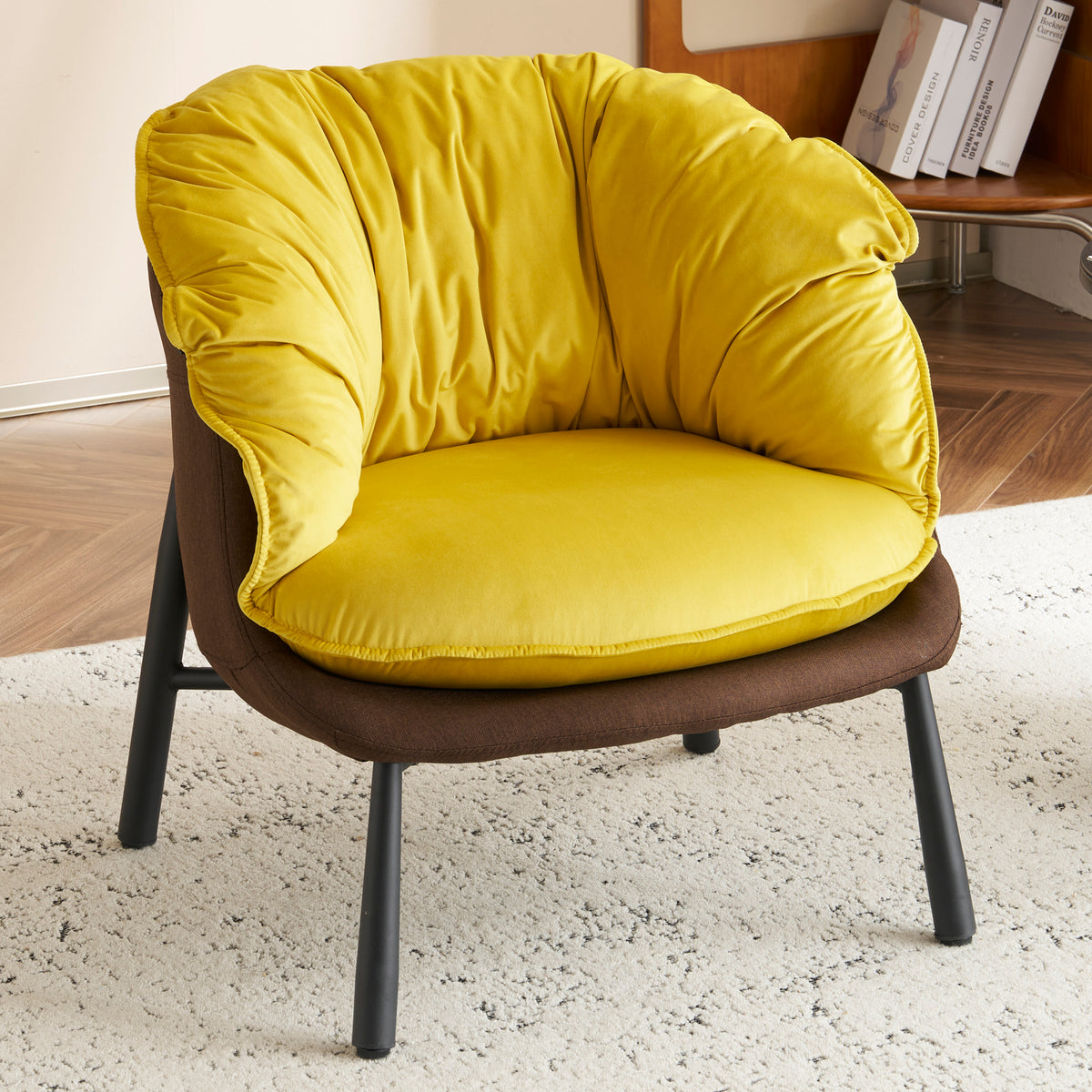 HAOYYE Velvet Accent Chair Barrel Chair With Durable Metal Legs For Modern Living Room, Bedroom, Study Room And Home Office Comfort, Elegant Plush Upholstered Armchair For Reading And Relaxation, Stylish Contemporary Furniture For Sophisticated Spaces