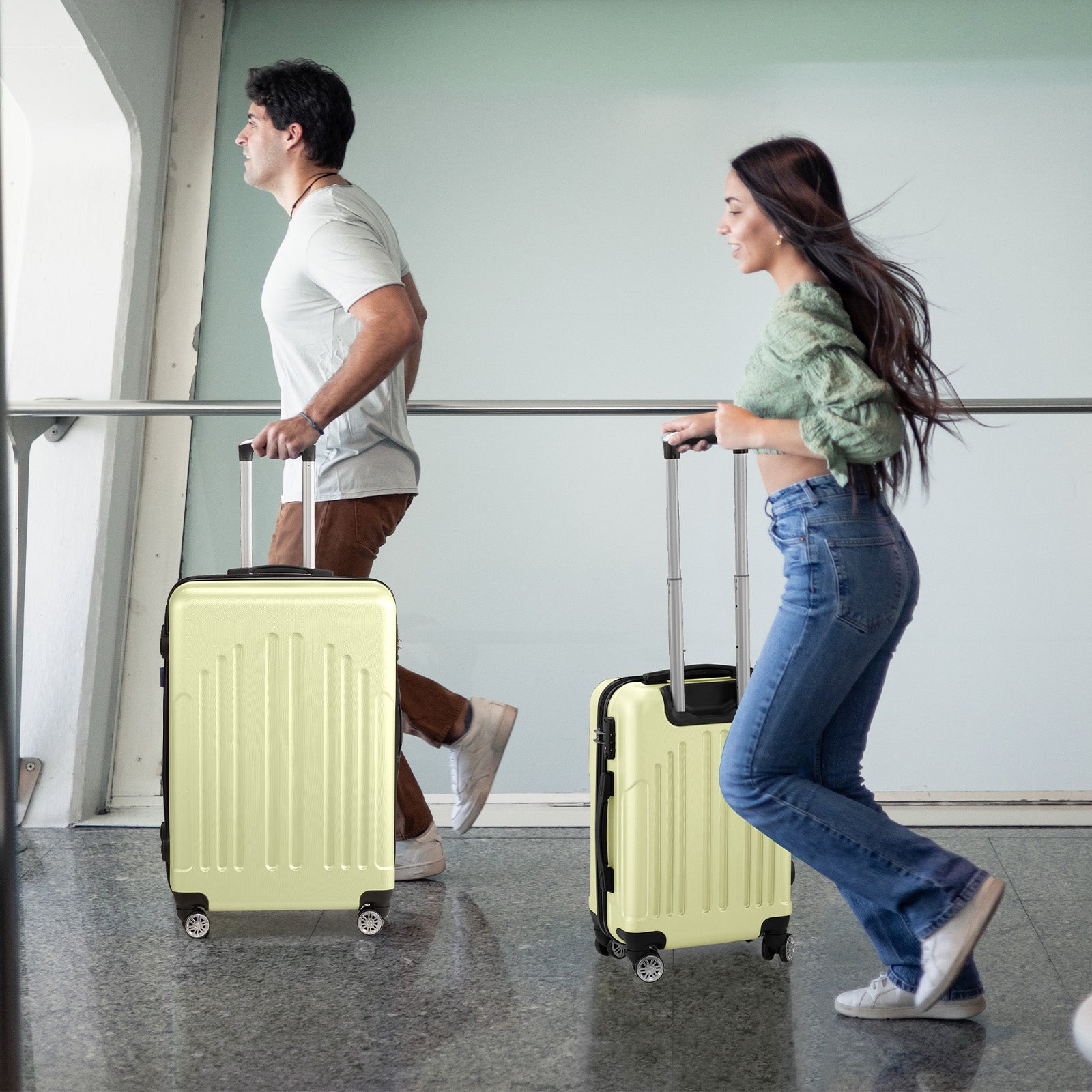 HAOYYE Luggage Set of 3, ABS+PC Hardside Suitcase Sets with TSA Lock and 4 Spinner Wheels, Lightweight Trolley Travel Case for Carry-On, Check-In, and Business Trips