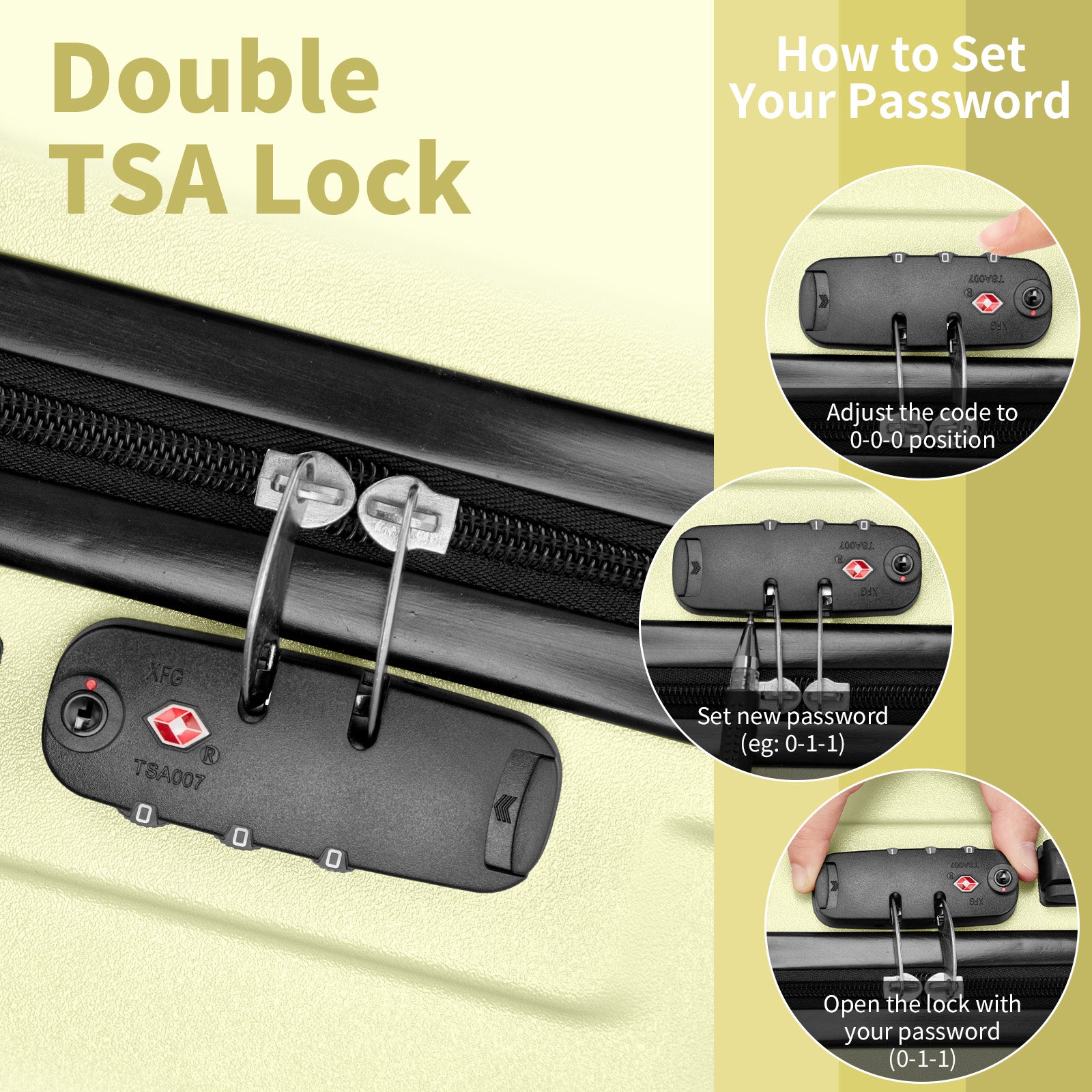 HAOYYE Luggage Set of 3, ABS+PC Hardside Suitcase Sets with TSA Lock and 4 Spinner Wheels, Lightweight Trolley Travel Case for Carry-On, Check-In, and Business Trips