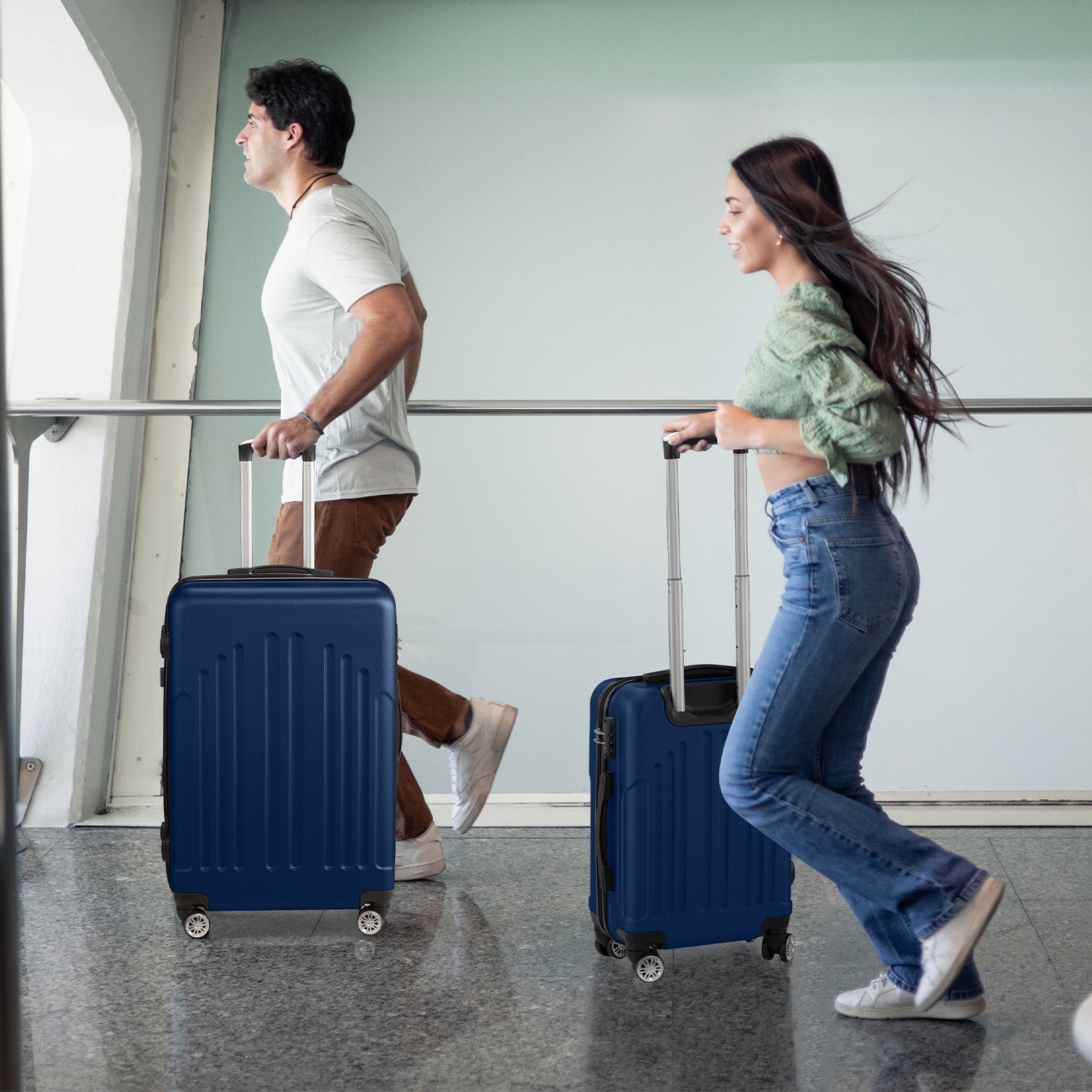 HAOYYE Luggage Set of 3, Hardside ABS+PC Spinner Suitcase with TSA Lock, Lightweight Trolley Travel Case for Carry On and Check-In, Perfect for Business Trips and Travel