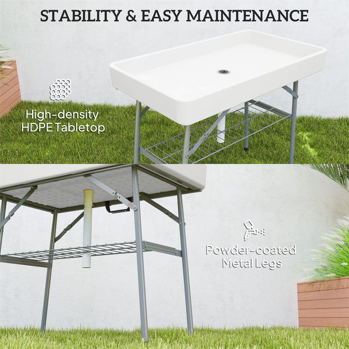 HAOYYE Outdoor Ice Cooler Table with Hidden Storage and Dual Function Design for Patio Camping Backyard and Party Use Portable and Stylish Tabletop Cooler for Drinks and Snacks