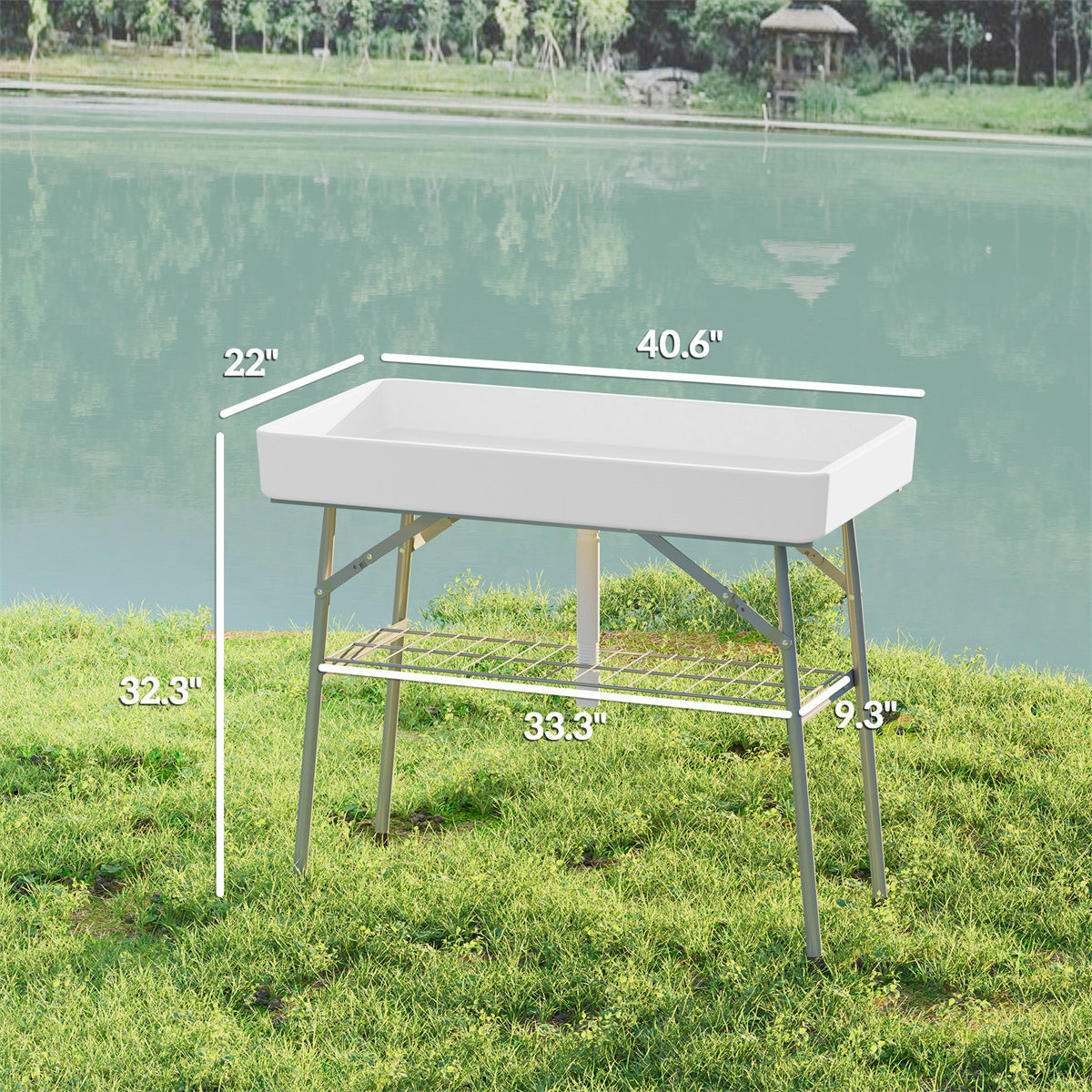 HAOYYE Outdoor Ice Cooler Table with Hidden Storage and Dual Function Design for Patio Camping Backyard and Party Use Portable and Stylish Tabletop Cooler for Drinks and Snacks
