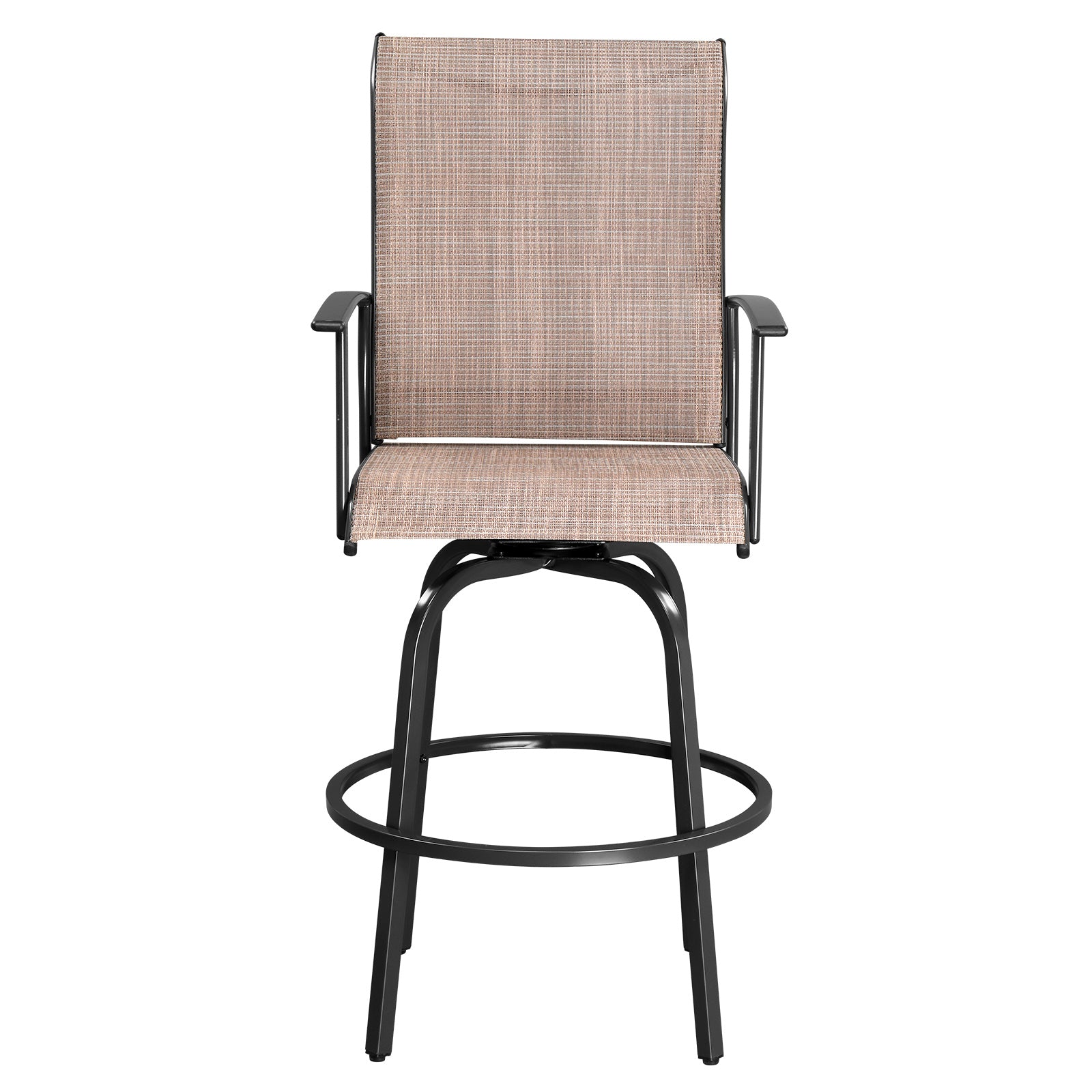 Haoyye 2pcs Wrought Iron Swivel Bar Chairs, Durable and Stylish Patio Swivel Stools in Brown, Comfortable Outdoor Seating for Gardens, Patios, and Balconies, Rust-Resistant Iron Frame, Smooth 360-Degree Rotation