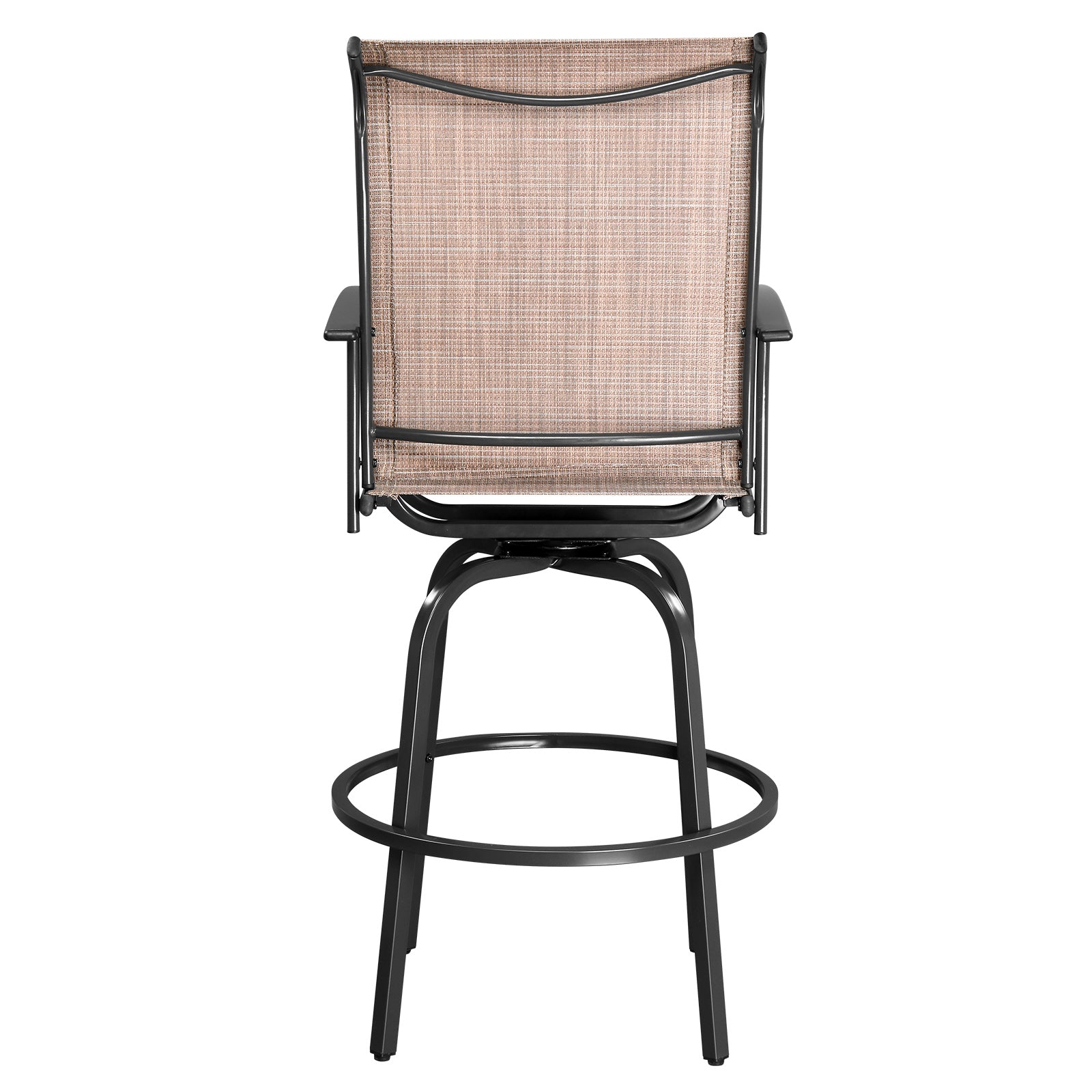 Haoyye 2pcs Wrought Iron Swivel Bar Chairs, Durable and Stylish Patio Swivel Stools in Brown, Comfortable Outdoor Seating for Gardens, Patios, and Balconies, Rust-Resistant Iron Frame, Smooth 360-Degree Rotation