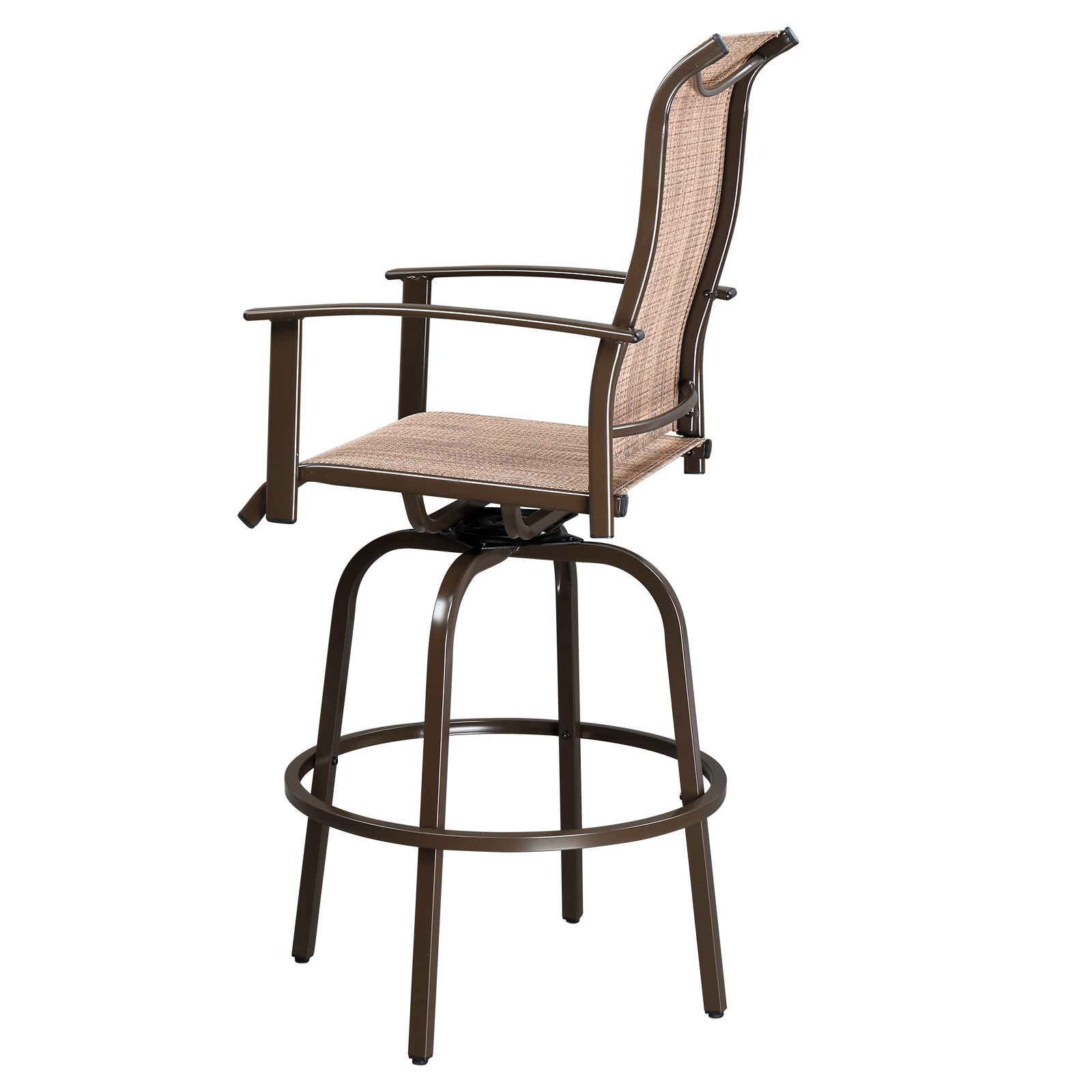 Haoyye 2pcs Wrought Iron Swivel Bar Chairs, Durable and Stylish Patio Swivel Stools in Brown, Comfortable Outdoor Seating for Gardens, Patios, and Balconies, Rust-Resistant Iron Frame, Smooth 360-Degree Rotation