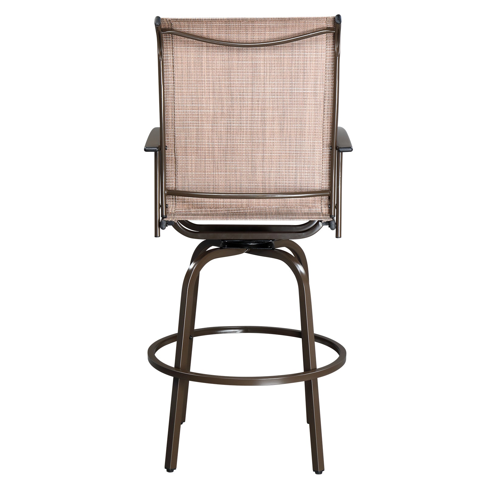 Haoyye 2pcs Wrought Iron Swivel Bar Chairs, Durable and Stylish Patio Swivel Stools in Brown, Comfortable Outdoor Seating for Gardens, Patios, and Balconies, Rust-Resistant Iron Frame, Smooth 360-Degree Rotation