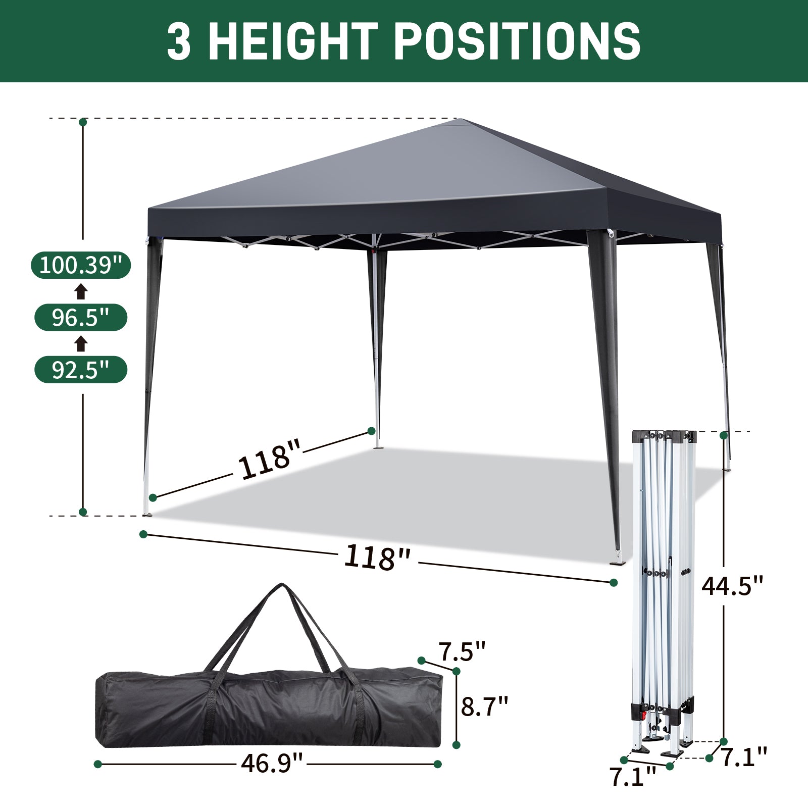 HAOYYE  Pop Up Canopy, UV Resistant Waterproof Outdoor Shelter with Adjustable Height and Carrying Bag, Ideal for Events, Camping, and Patio Use